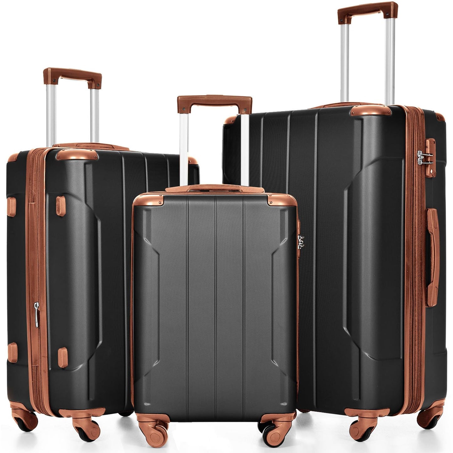 Merax Luggage Sets 3-Piece Hardshell with Spinner Wheels Lightweight Suitcase with Corner Guards (Green, 20/24/28)