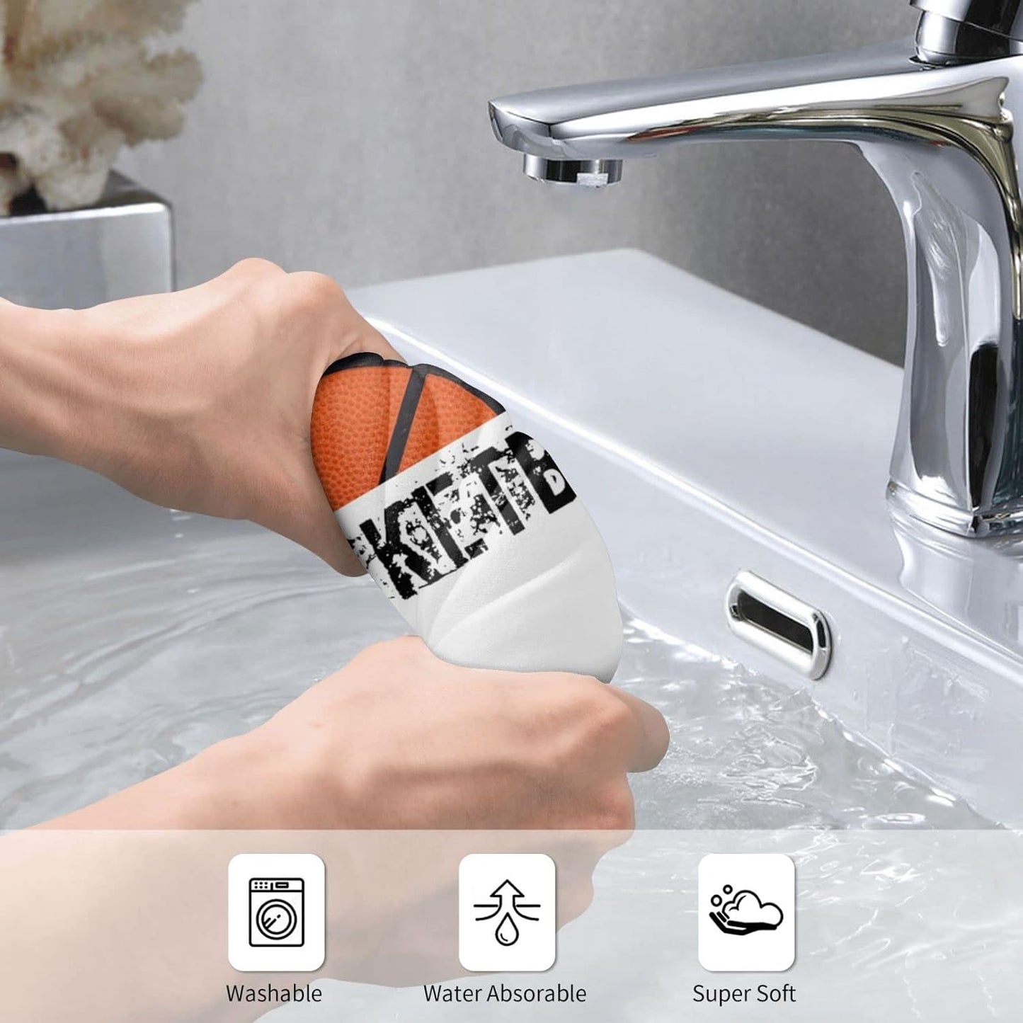 bassyil Basketball Towel Bath Hand Towel Absorbent Face Towels for Bathroom Gym Yoga 1 Pack (12 X 27.5 Inches)