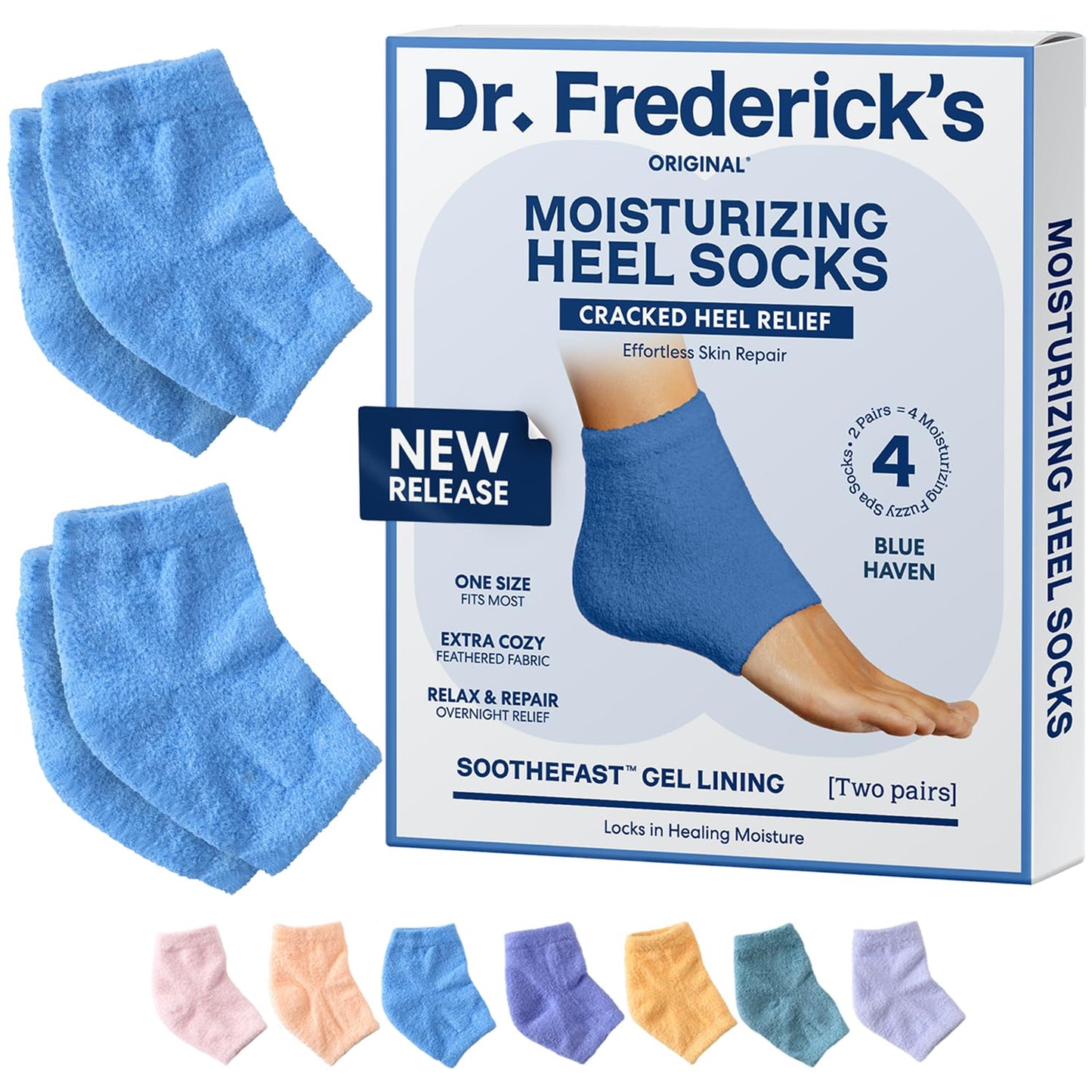 Dr. Frederick's Original Moisturizing Fuzzy Heel Socks - 2 Pairs - Cozy Gel-Lined Sleep Socks for Women & Men - Soothes Dry, Cracked Feet - Heel Repair - Relaxing Rose