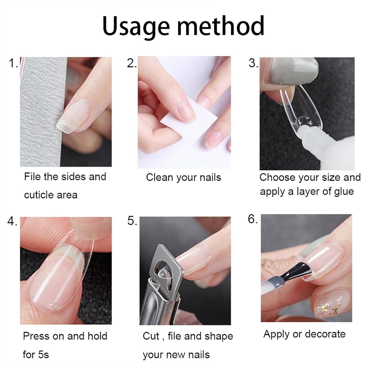 500Pcs Square Nail Tips Full Cover Clear Fake Nail Tips for Acrylic Nails, Size 0~9