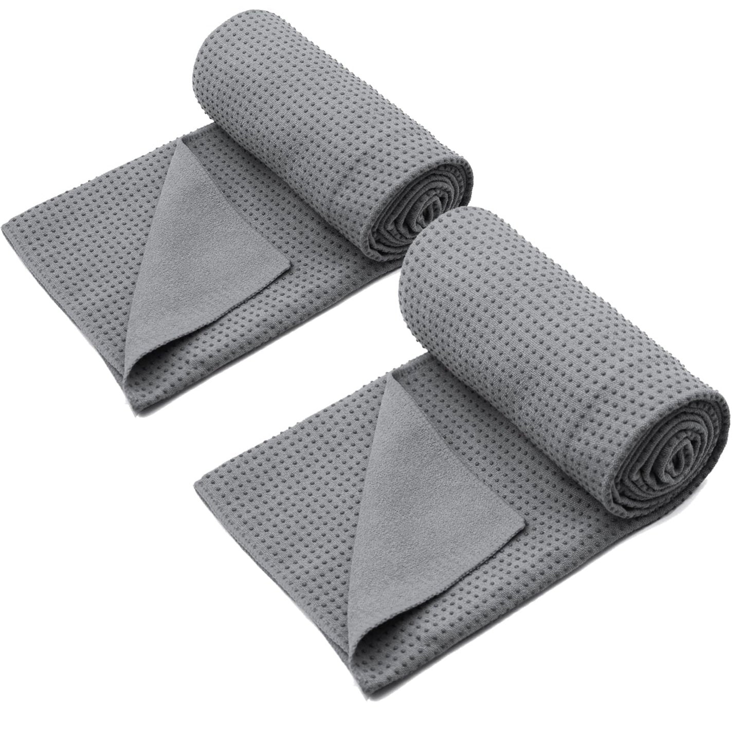 Eunzel Yoga Towel,Hot Yoga Mat Towel with Grip Dots Sweat Absorbent Non-Slip for Hot Yoga, Pilates and Workout 24" x72", Purple & Blue