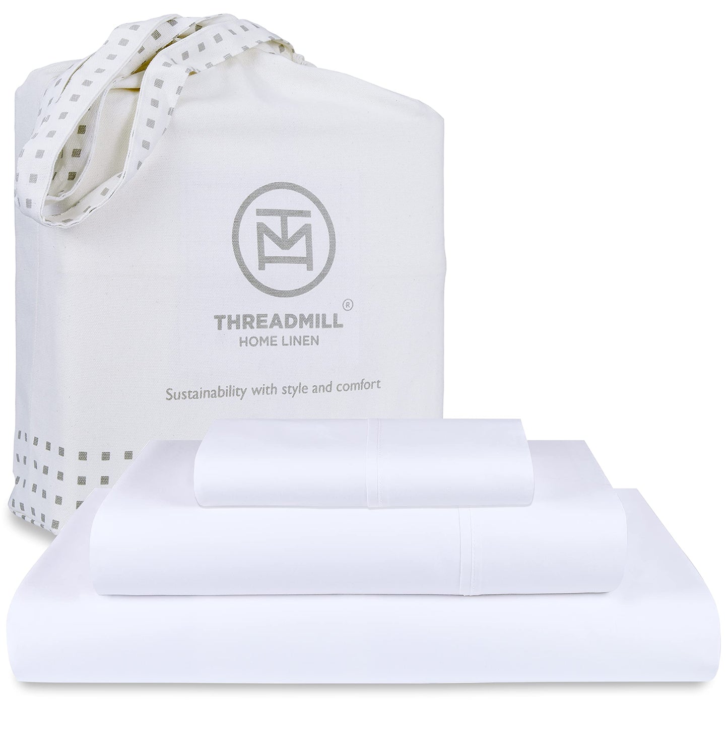 Threadmill American Supima King Size Sheets Set | 656 Thread Count 4 Piece Luxury Bed Sheets for King Size Mattress | 5 Star Hotel Quality Sheets with Elasticized Extra Deep Pocket | White Sheets