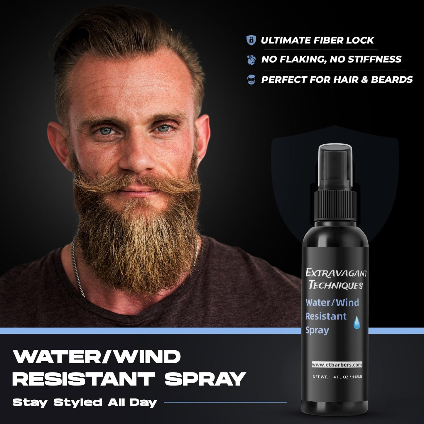 Hair Fiber Spray for Men & Women – Strong Hold, Quick Dry, Sweatproof, No Flaking – Locks Hair Building Fibers All Day – Wind & Water Resistant Hair Loss Concealer – 4oz by Extravagant Techniques.