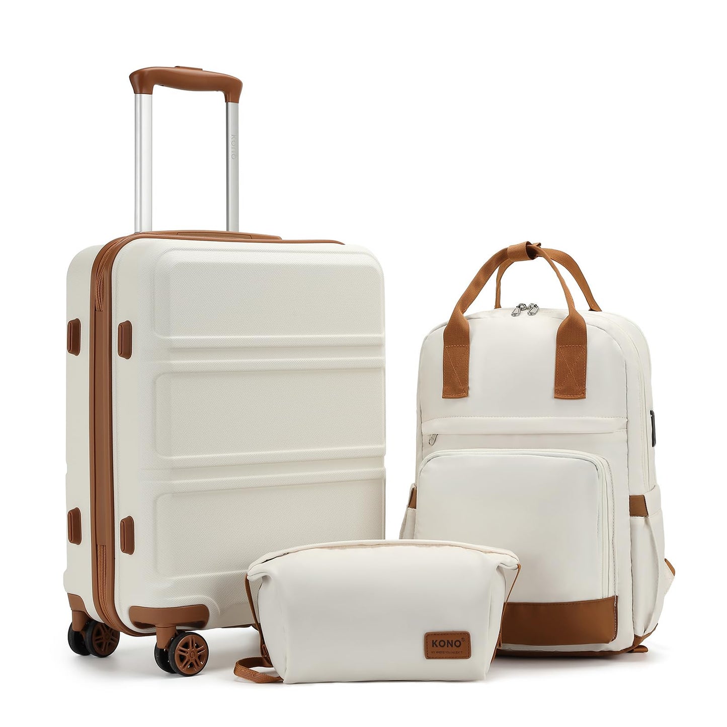 Kono 3 Piece Luggage Sets Expandable(only 28") Lightweight with Spinner Wheels TSA Lock Hardside Travel Rolling Suitcases 20in 24in 28in Carry on Pink
