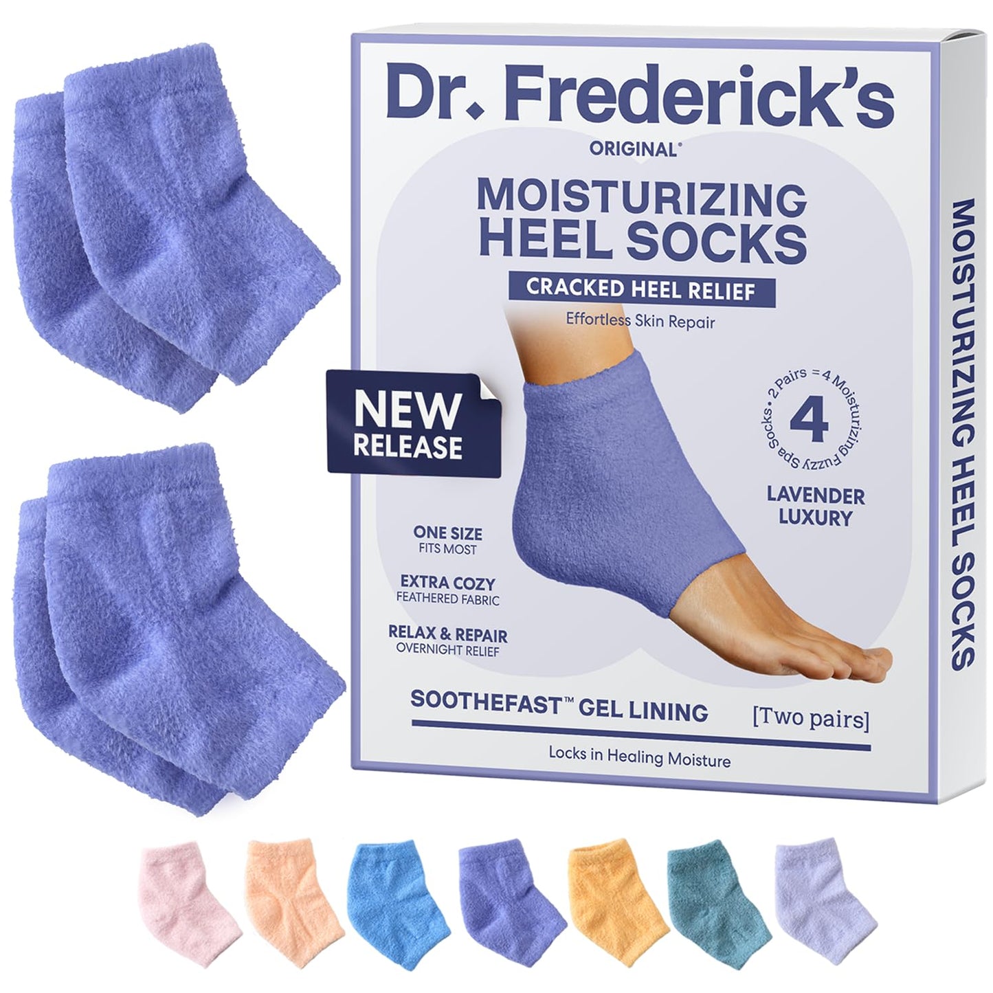 Dr. Frederick's Original Moisturizing Fuzzy Heel Socks - 2 Pairs - Cozy Gel-Lined Sleep Socks for Women & Men - Soothes Dry, Cracked Feet - Heel Repair - Relaxing Rose