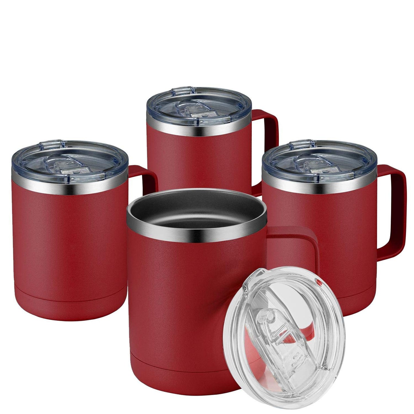 MEWAY 12oz Coffee Mug With Handle and Sliding Lid,Stainless Steel Travel Tumbler Cup with Handle,Double Wall Vacuum Insulated Camping Cup for Hot & Cold Drinks Tea (Purple,Set of 1)