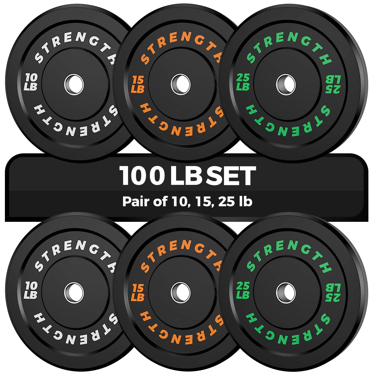 Olympic Rubber Bumper Weight Set - 2 Inch Barbell Plates for Home Gym Strength Training