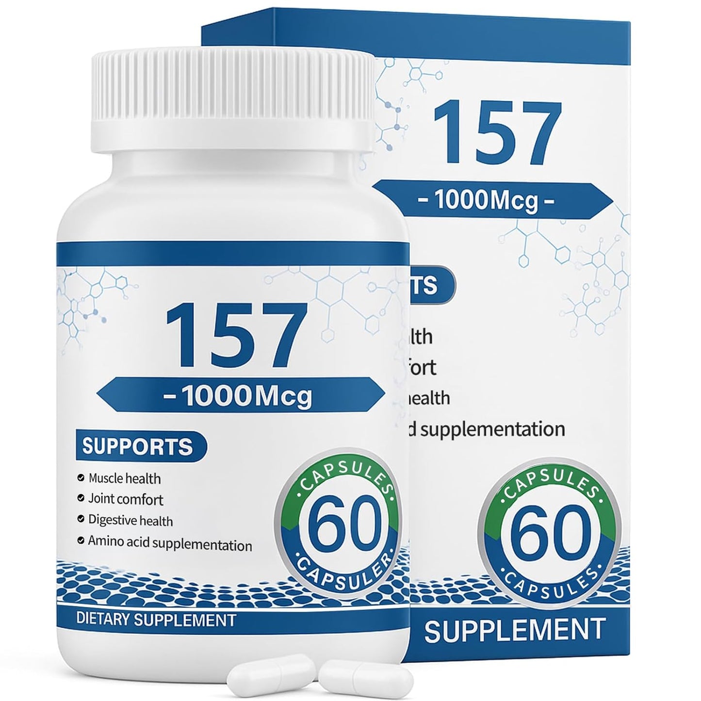 Collagen Peptide Capsules 157 - Amino Acids Supplement - Supports Healthy Muscles & Gut, 1000mgc