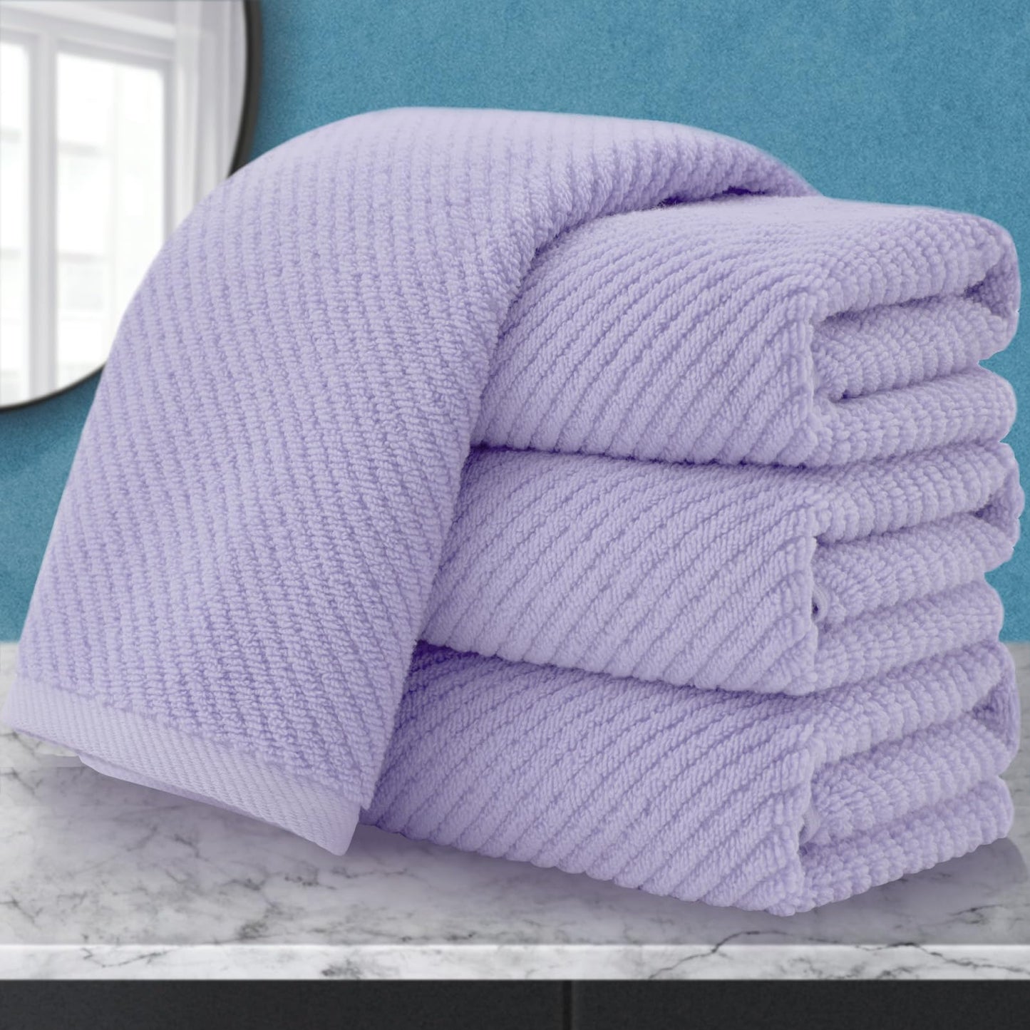 VOOVA & MOVAS Bathroom Hand Towels Set of 4, Large 18"x28" - 100% Cotton | Quick Dry | Light Weight | Thick | Soft | Absorption, Luxury Hand Towels for Showering, Hot Pink Bathroom Decor