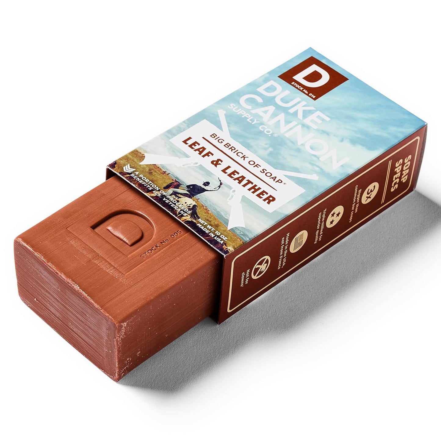 Duke Cannon Supply Co. Big Brick of Soap Bar for Men, LEAF & LEATHER - Extra Large, Masculine Scents, All Skin Types, Paraben-Free, 10 oz (Pack of 6)