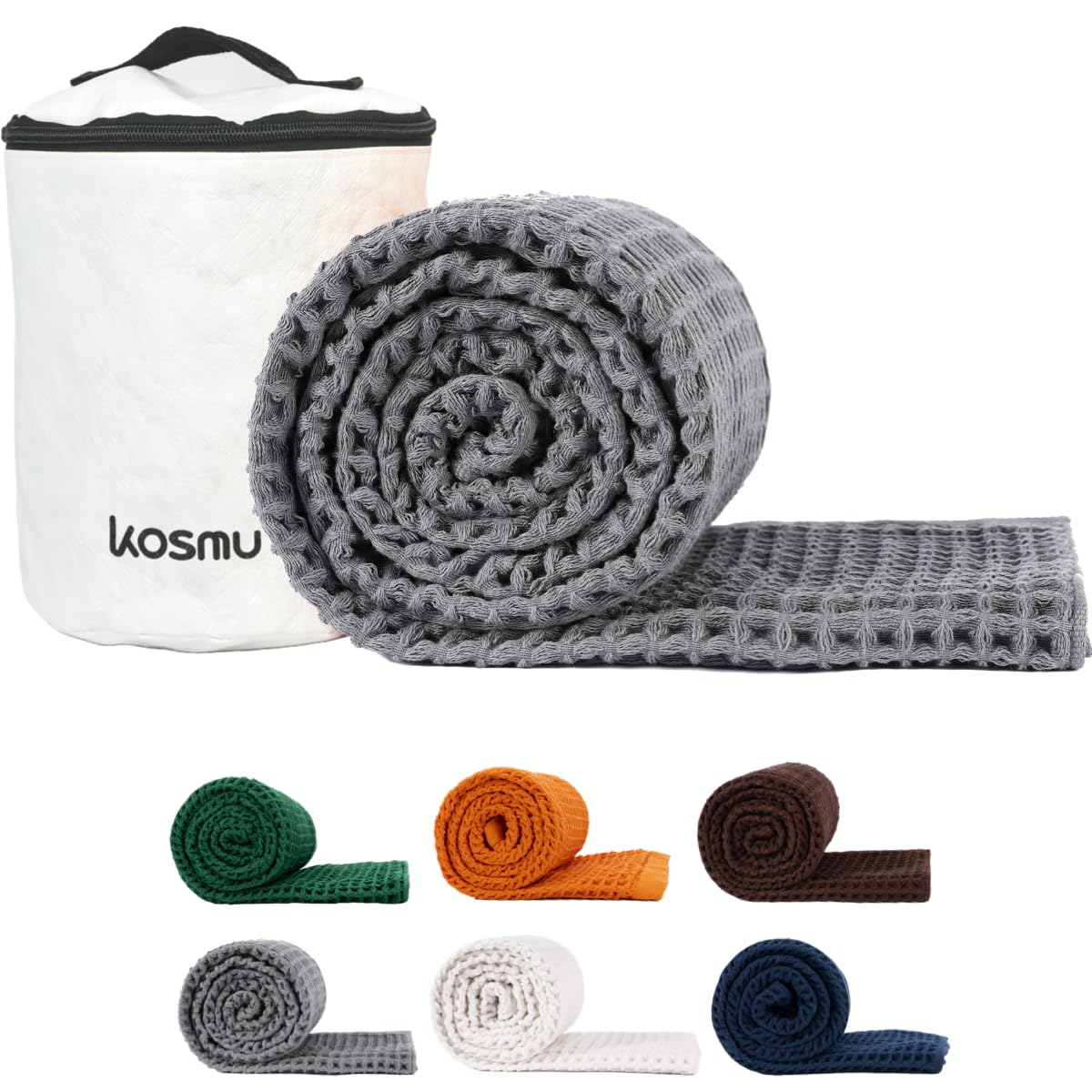 Luxury Japanese Cotton Waffle Bath Towel | Plush, Absorbent, and Quick Dry (Coral Orange, Hand Towel, 32" x 16")