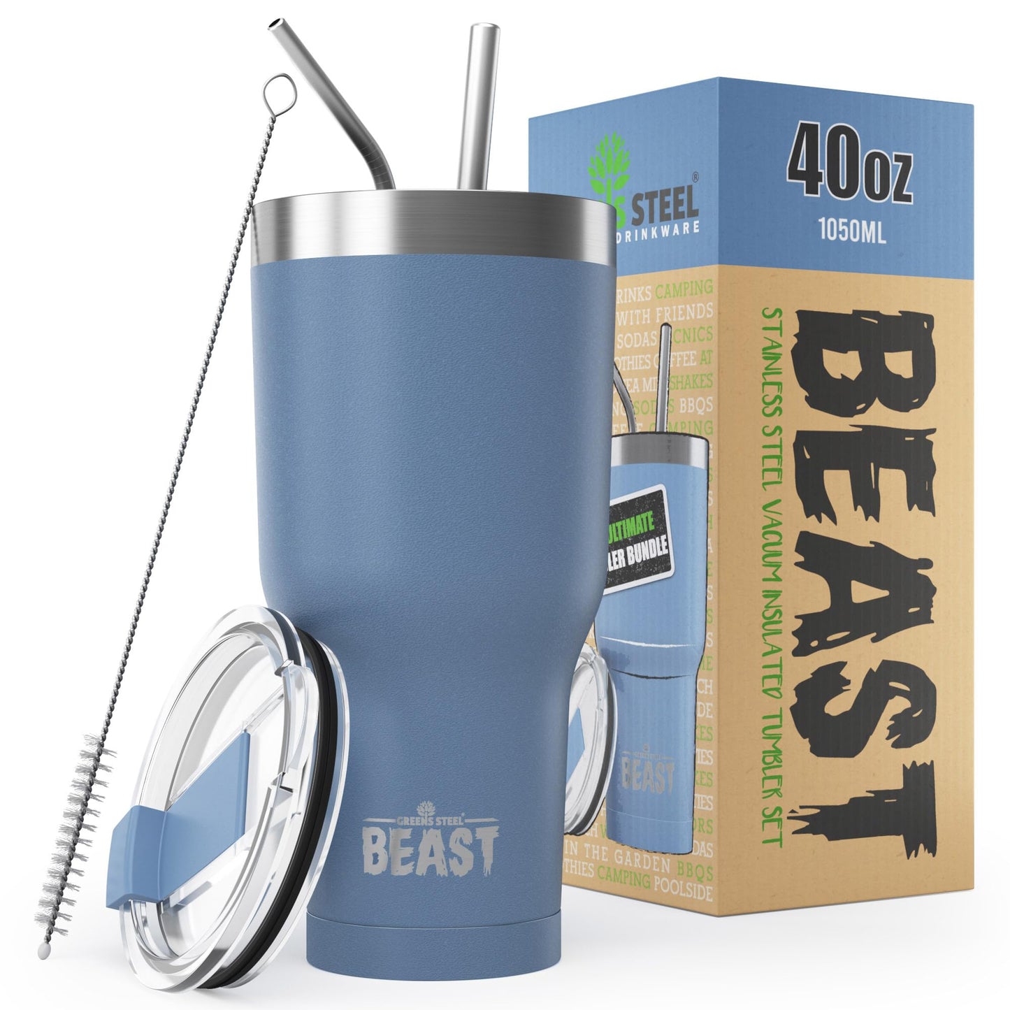 Beast 50 oz Tumbler Stainless Steel Vacuum Insulated Coffee Ice Cup Double Wall Travel Flask (Arctic White)