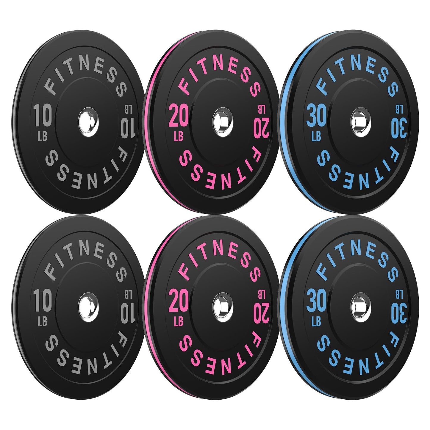 Bumper Plates 2 - Inch Olympic Weight Plate Set for Barbell, 10-55 lb Rubber Weights Sets for Home Gym, Strength Training Plate, Weight Lifting, Black