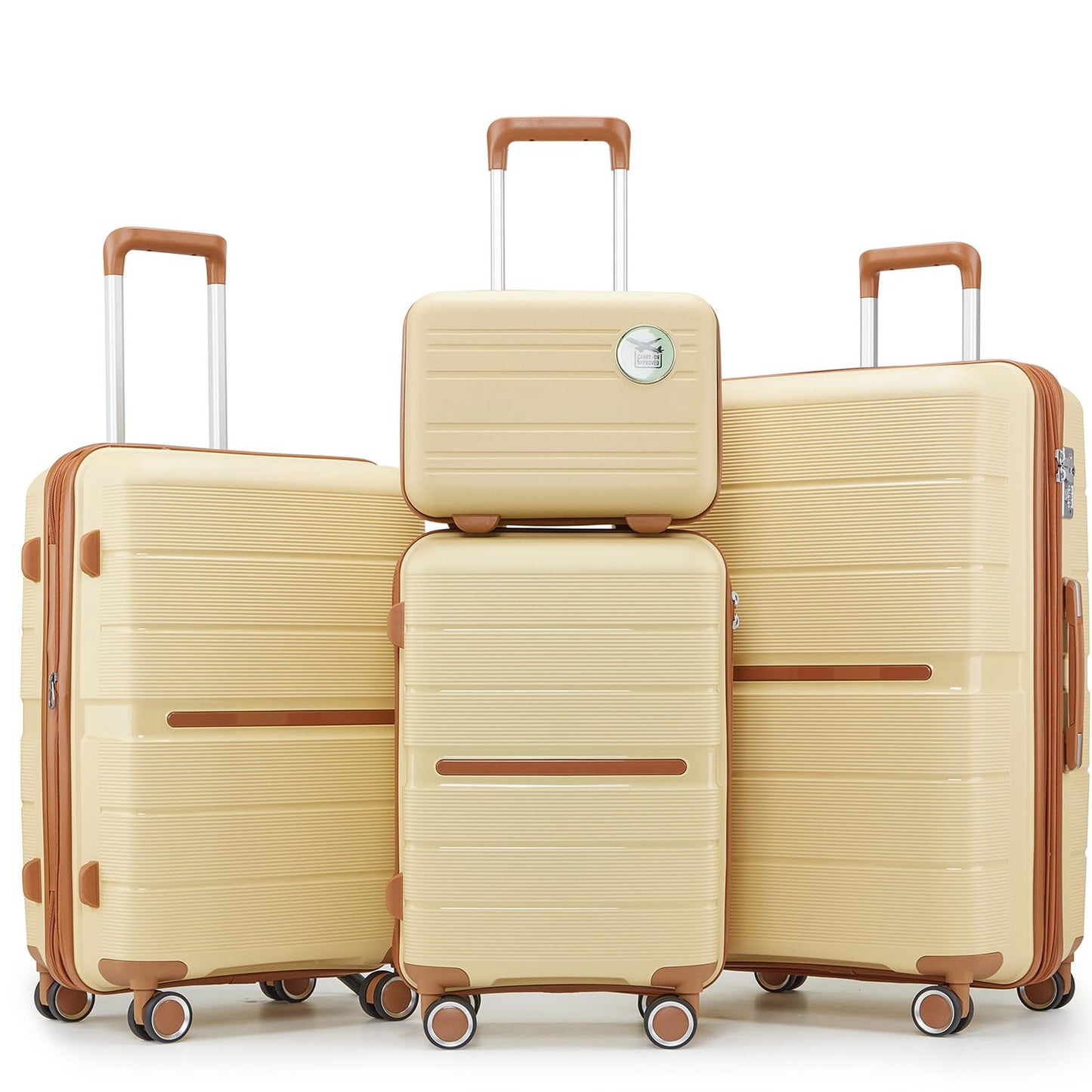 4-Piece Expandable Hardshell Luggage Set with TSA Lock (14/20/24/28) - Lightweight PP Suitcases, 360° Silent Spinner Wheels and Durable 100LB Handle for Air Travel (Peacock Blue)