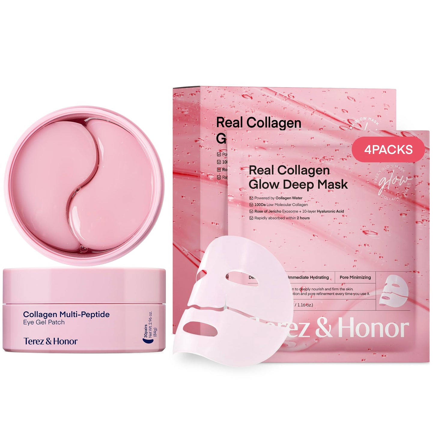 Peptide Collagen Under Eye Patches: Hydrogel Mask for Puffy Eyes, Dark Circles, Wrinkles, Fine Lines & Undereye Bags - Korean Skin Care Deep Hydrating & Firming Eye Treatment Gel Pads, 30 Pairs