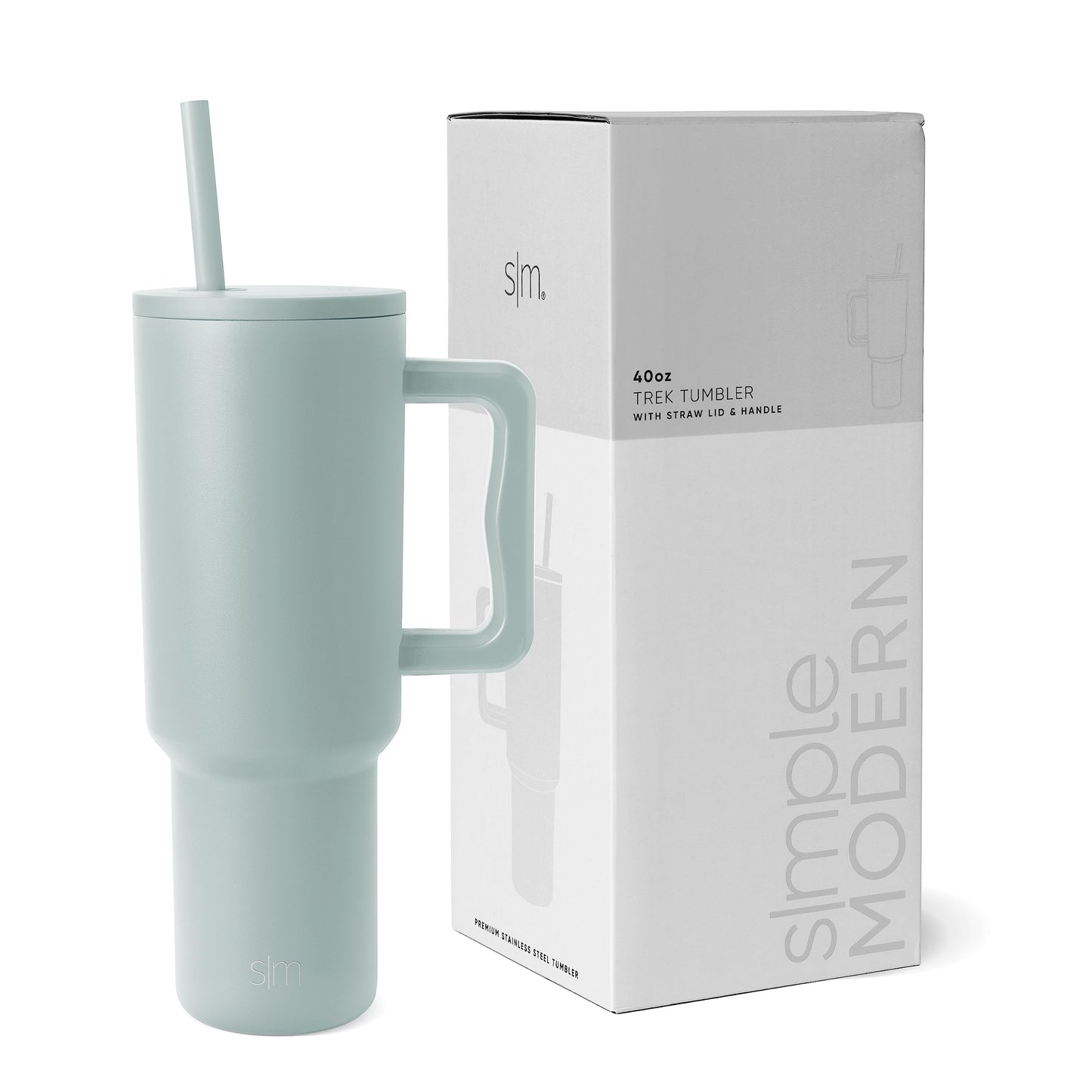 Simple Modern 40 oz Trek Tumbler with Handle and Straw Lid | Cup Holder Friendly Insulated Stainless Steel Travel Mug | Blue Dune