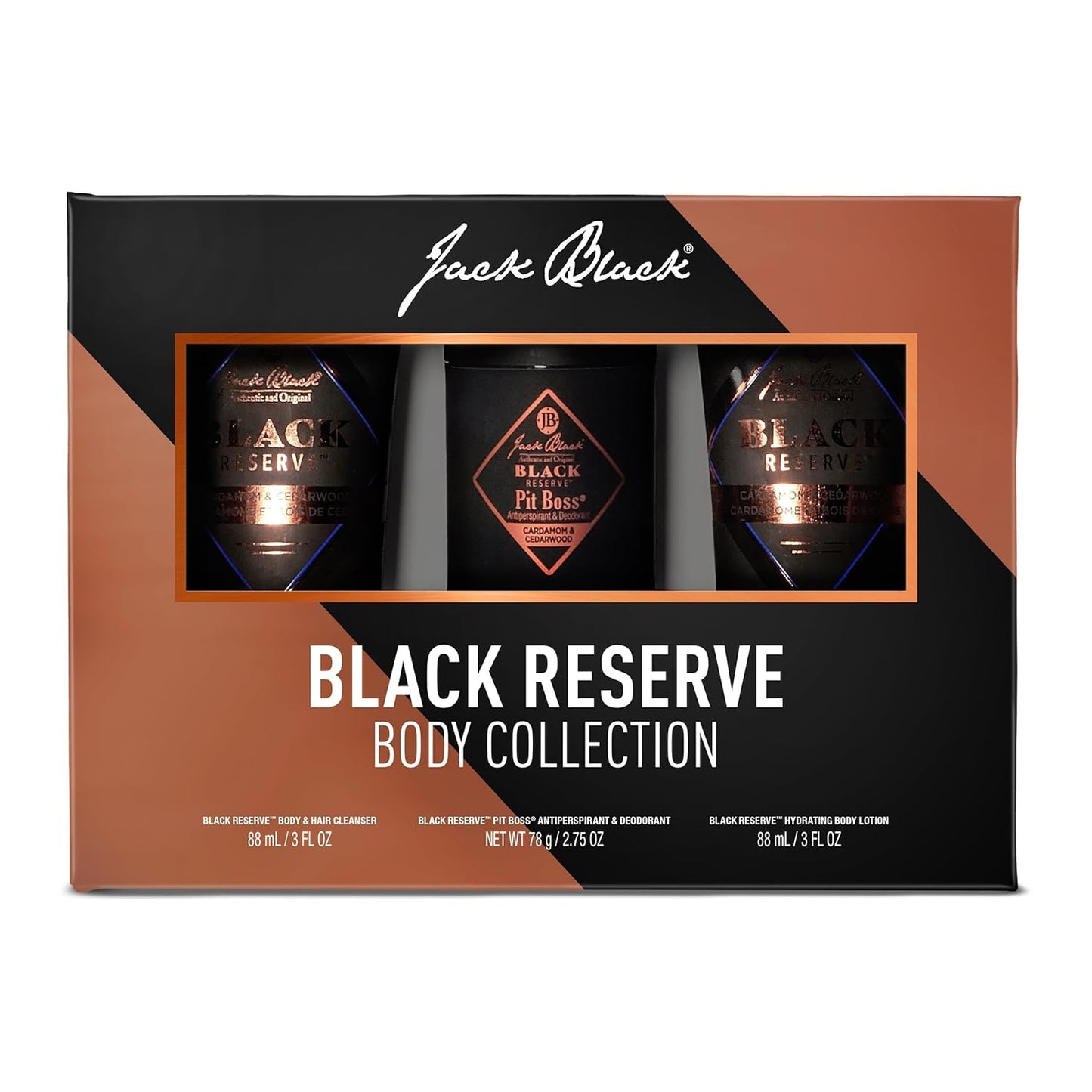 Jack Black Body Collection Set for Men - Mens Body Wash, Pit Boss Men's Deodorant, Body Lotion, Grooming Kit