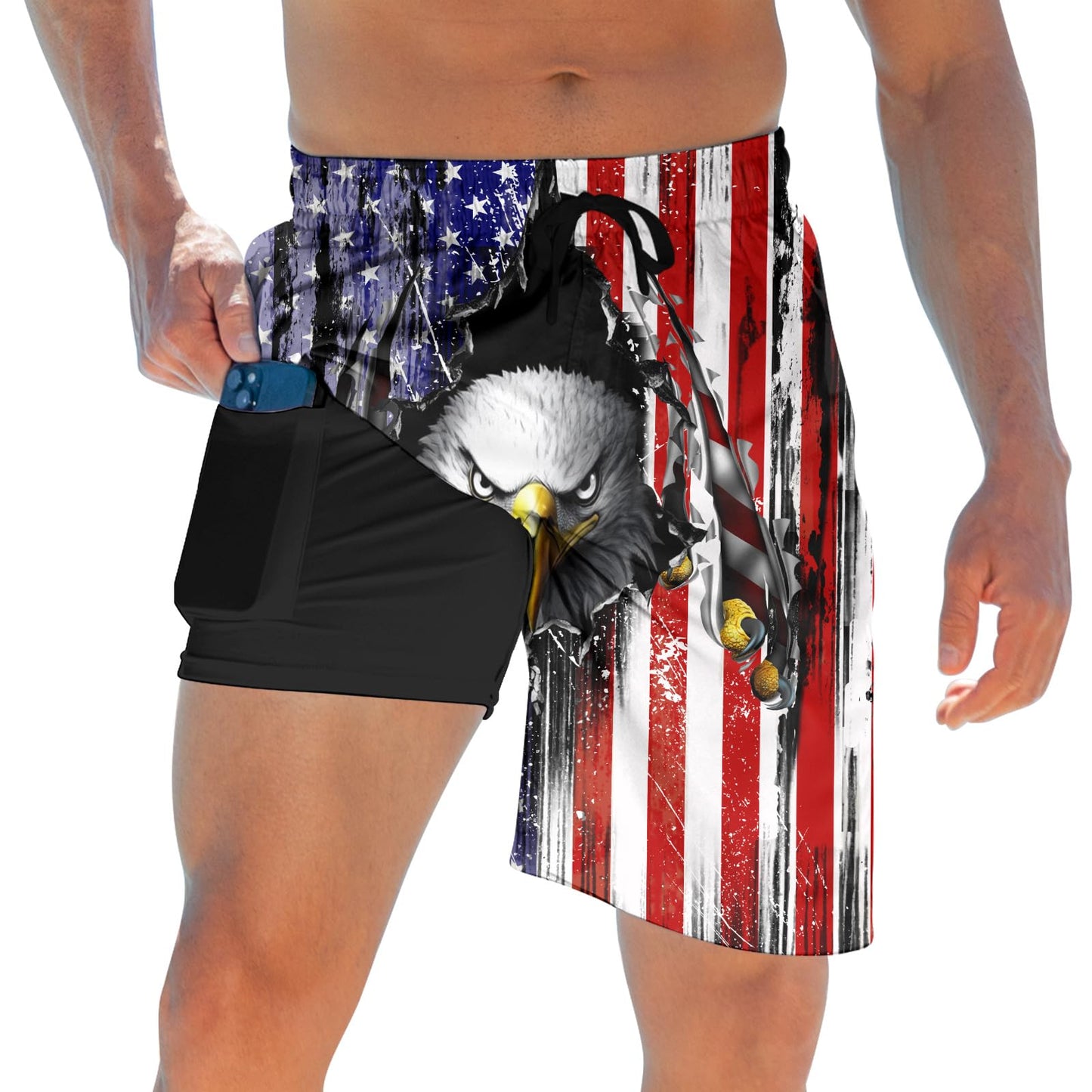 ALISISTER Mens Swim Trunks with Compression Liner Bathing Suit Summer Swimming Shorts