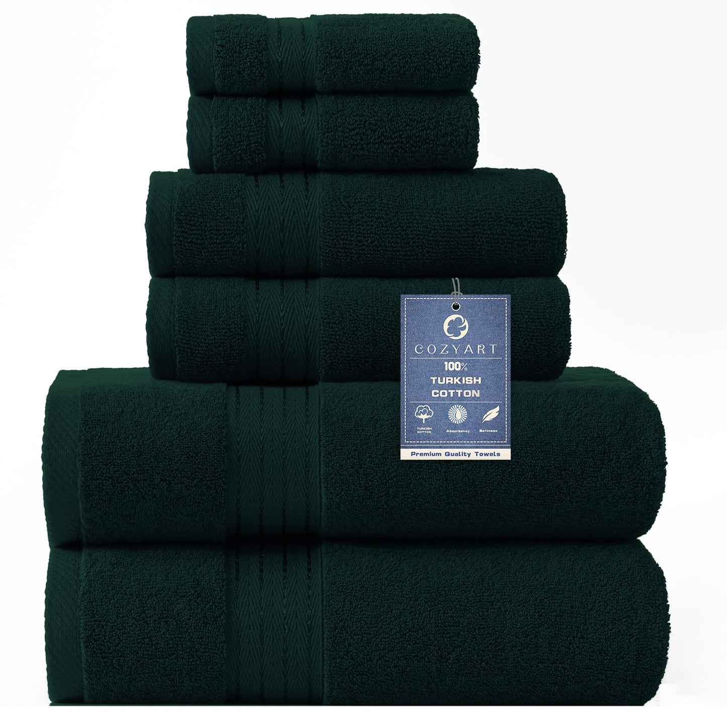 COZYART Burnt Orange Bath Towel Set for Bathroom Turkish Cotton Thick Soft Absorbent Durable 650 GSM Towel Sets of 6, 2 Large Bath Towels, 2 Hand Towels, 2 Washclothes