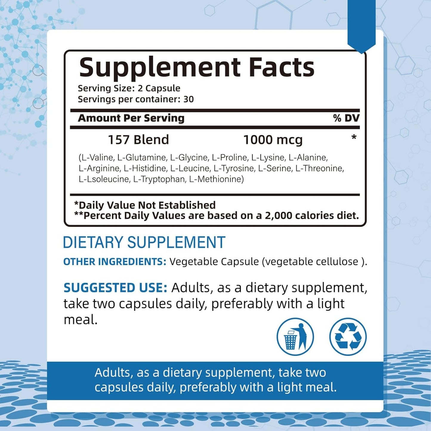 Collagen Peptide Capsules 157 - Amino Acids Supplement - Supports Healthy Muscles & Gut, 1000mgc