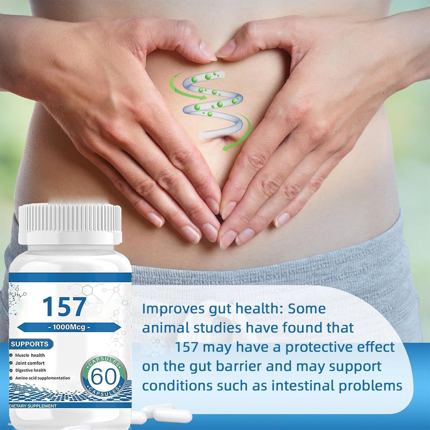 Collagen Peptide Capsules 157 - Amino Acids Supplement - Supports Healthy Muscles & Gut, 1000mgc