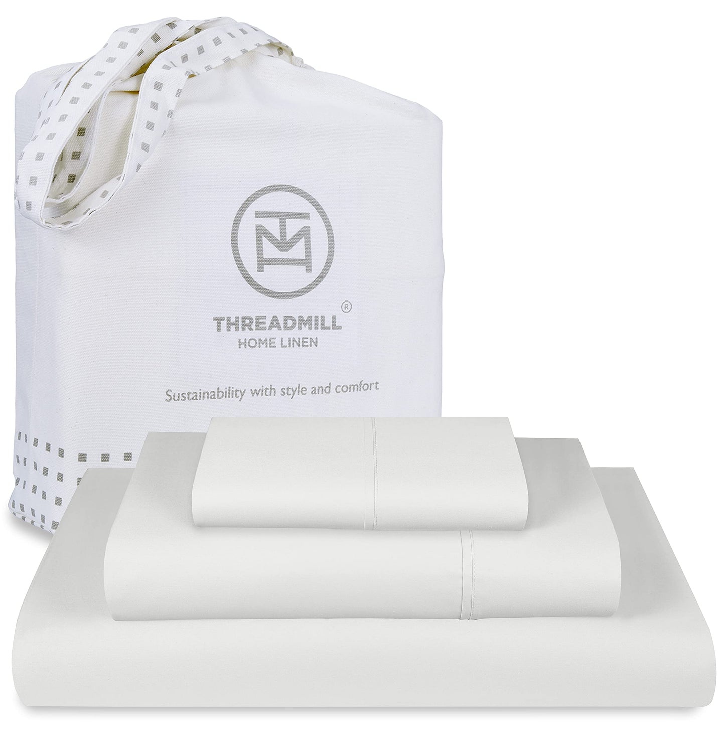 Threadmill Luxury 100% Cotton King Size Sheets Set- 800 Thread Count Jacquard Celine Hotel White, Better Than Egyptian Cotton,4 Pc Striped Bed Set, Damask Bed Sheets with 16" Deep Pocket