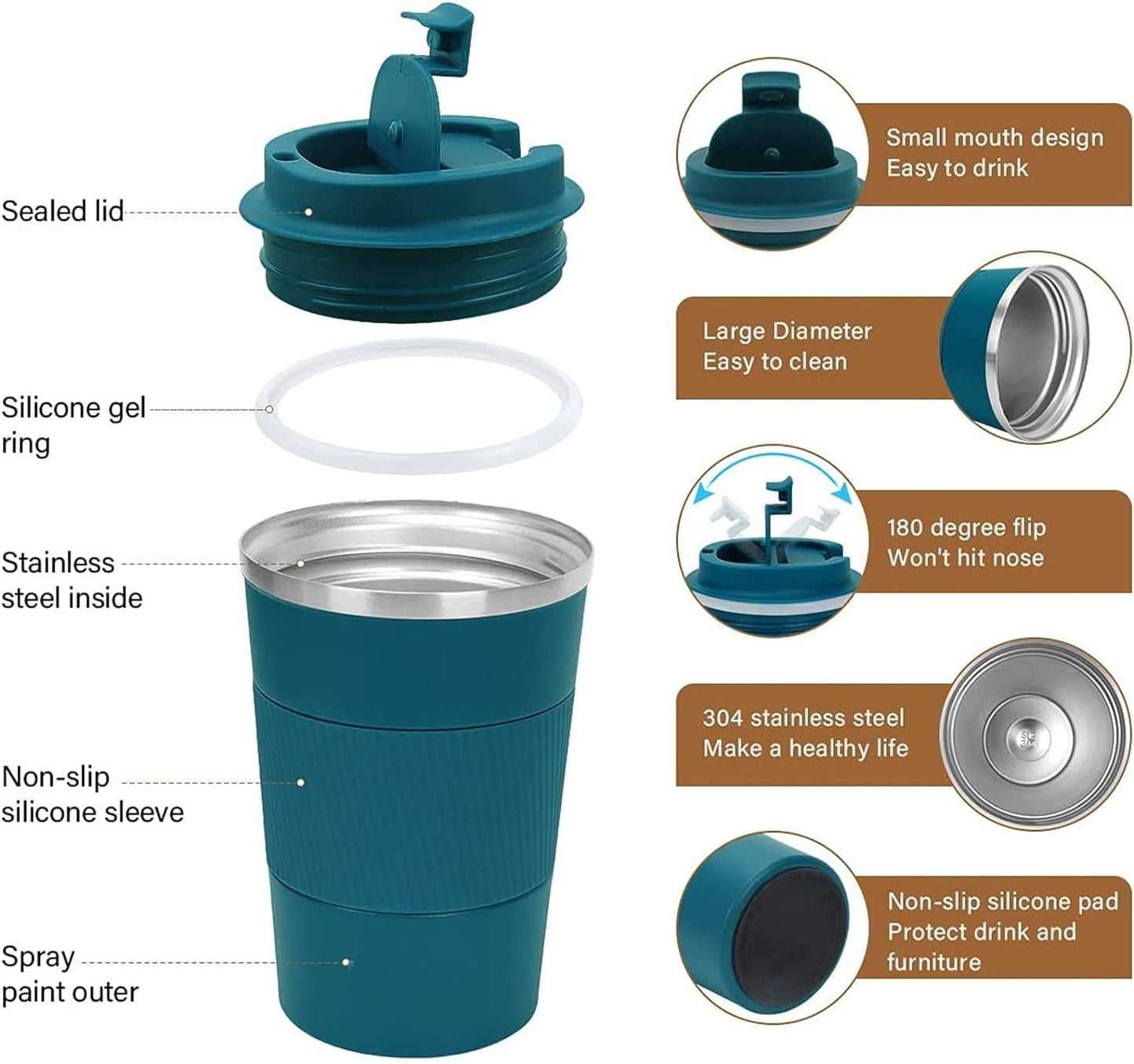 Coffee Mug 12oz - Insulated Travel Mug Spill Proof with Leakproof Lid Vacuum Stainless Steel Travel Coffee Mug Water Tumbler to GO, Reusable Coffee Cup for Men and Women for Hot & Cold Drinks