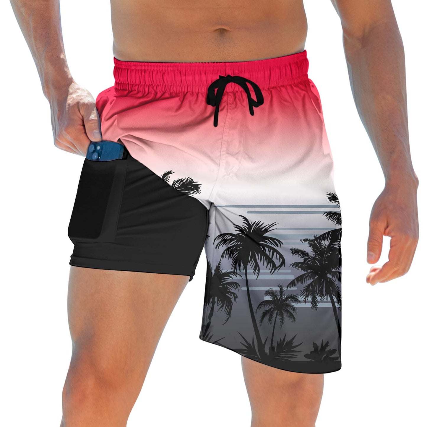 ALISISTER Mens Swim Trunks with Compression Liner Bathing Suit Summer Swimming Shorts