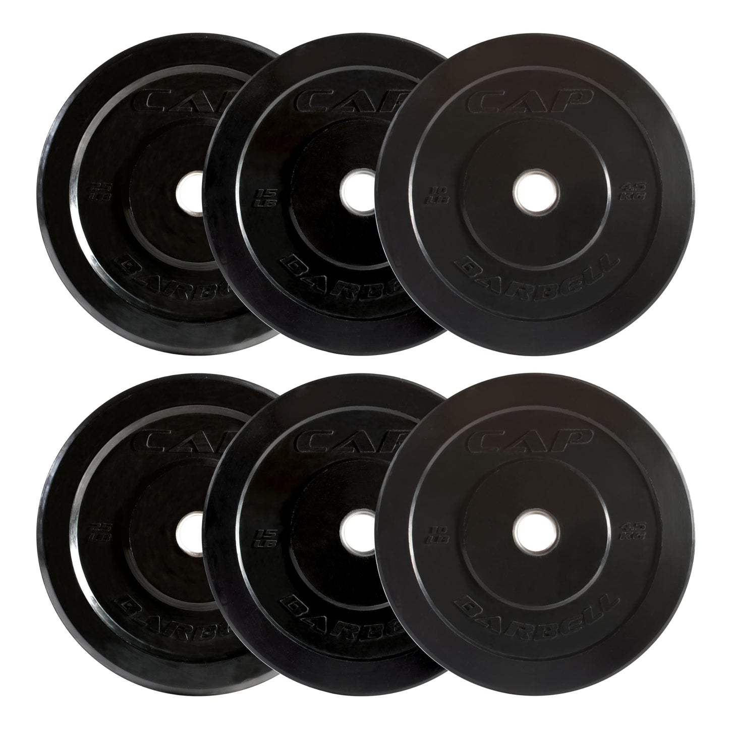 CAP Barbell 2-Inch Olympic Bumper Plate Weight Set | 100-370 lbs | Multiple Options