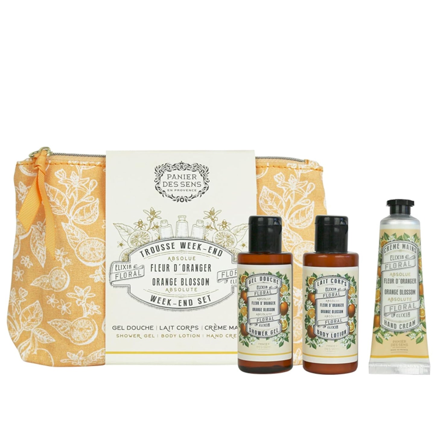 Panier des Sens – Orange Blossom Set for Women – Body Lotion + Shower Gel + Hand Cream - Birthday Gift for Her - Body Care Kit with 96% Natural Ingredients – Self Care Gifts for women