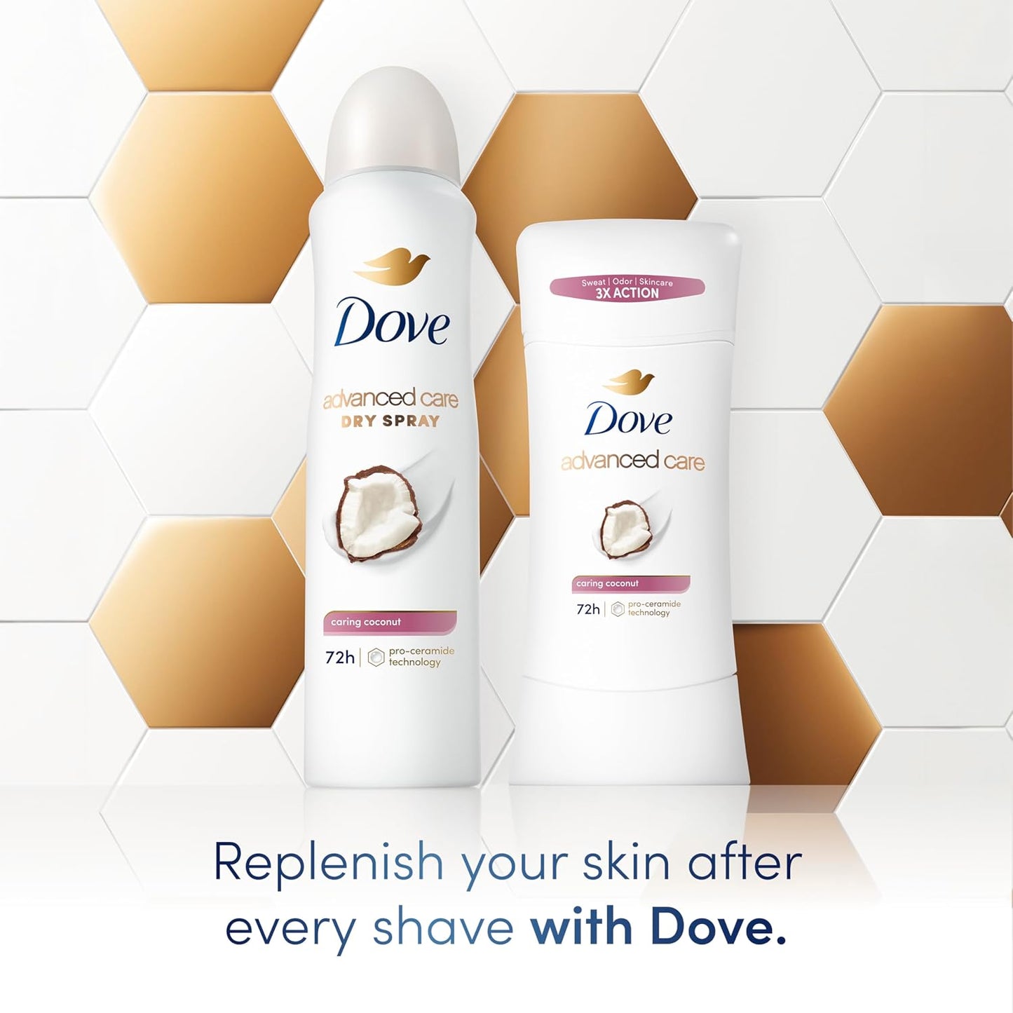 Dove Advanced Care Antiperspirant Caring Coconut, 2 Count Deodorant Stick for Women, for 48 Hour Protection And Soft And Comfortable Underarms, 2.6 oz