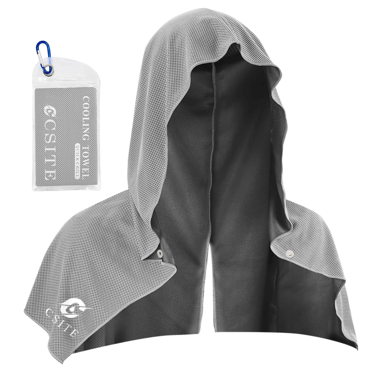 2 Pack Cooling Hoodie Towels, Instant Cooling Towels for Neck and Face, UPF 50 Sun Protection, Ice Towel for Hot Weather, Head Towel for Sports, Camping, Cycling & More Activities