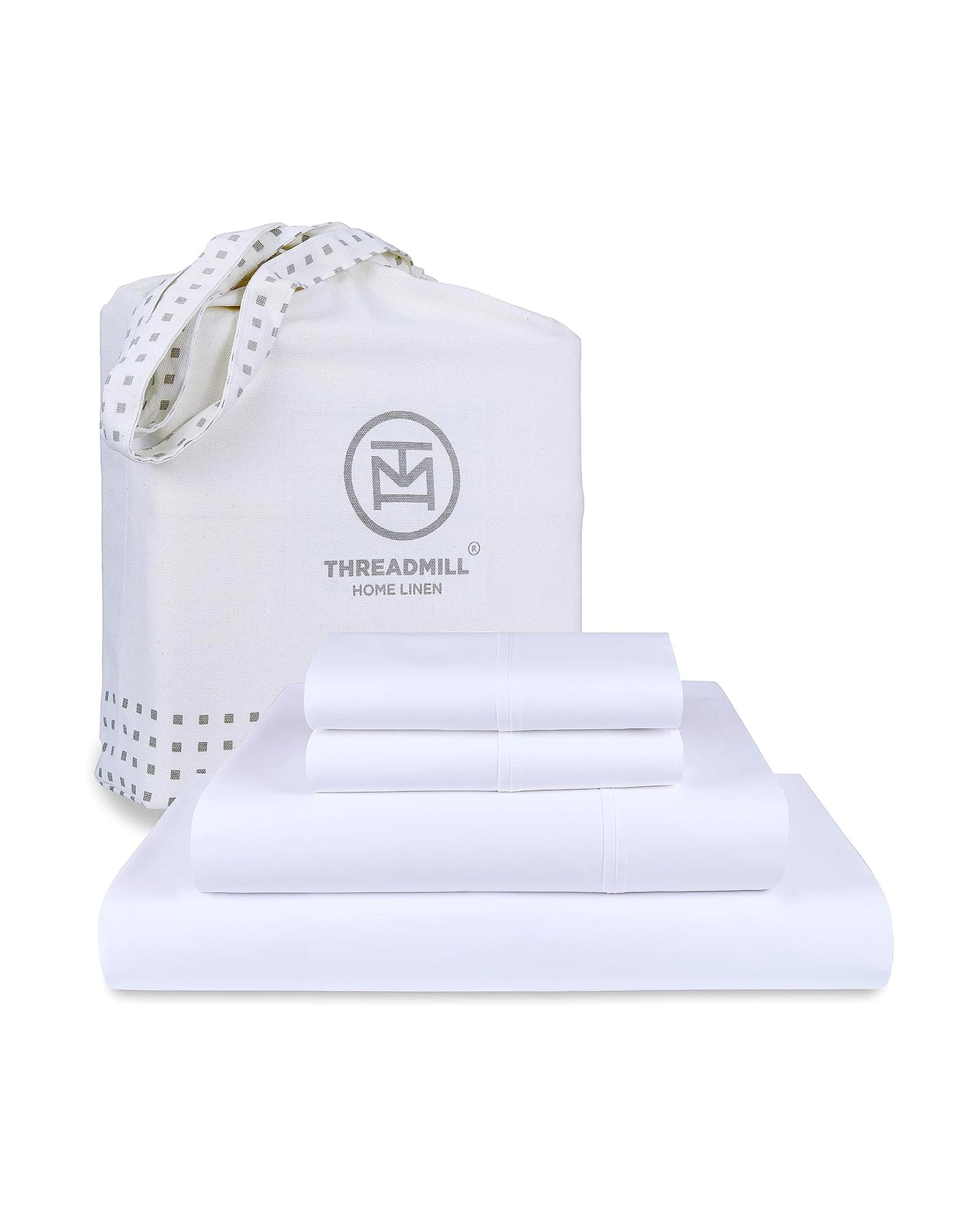 Threadmill Luxury 100% Cotton King Size Sheets Set- 800 Thread Count Jacquard Celine Hotel White, Better Than Egyptian Cotton,4 Pc Striped Bed Set, Damask Bed Sheets with 16" Deep Pocket