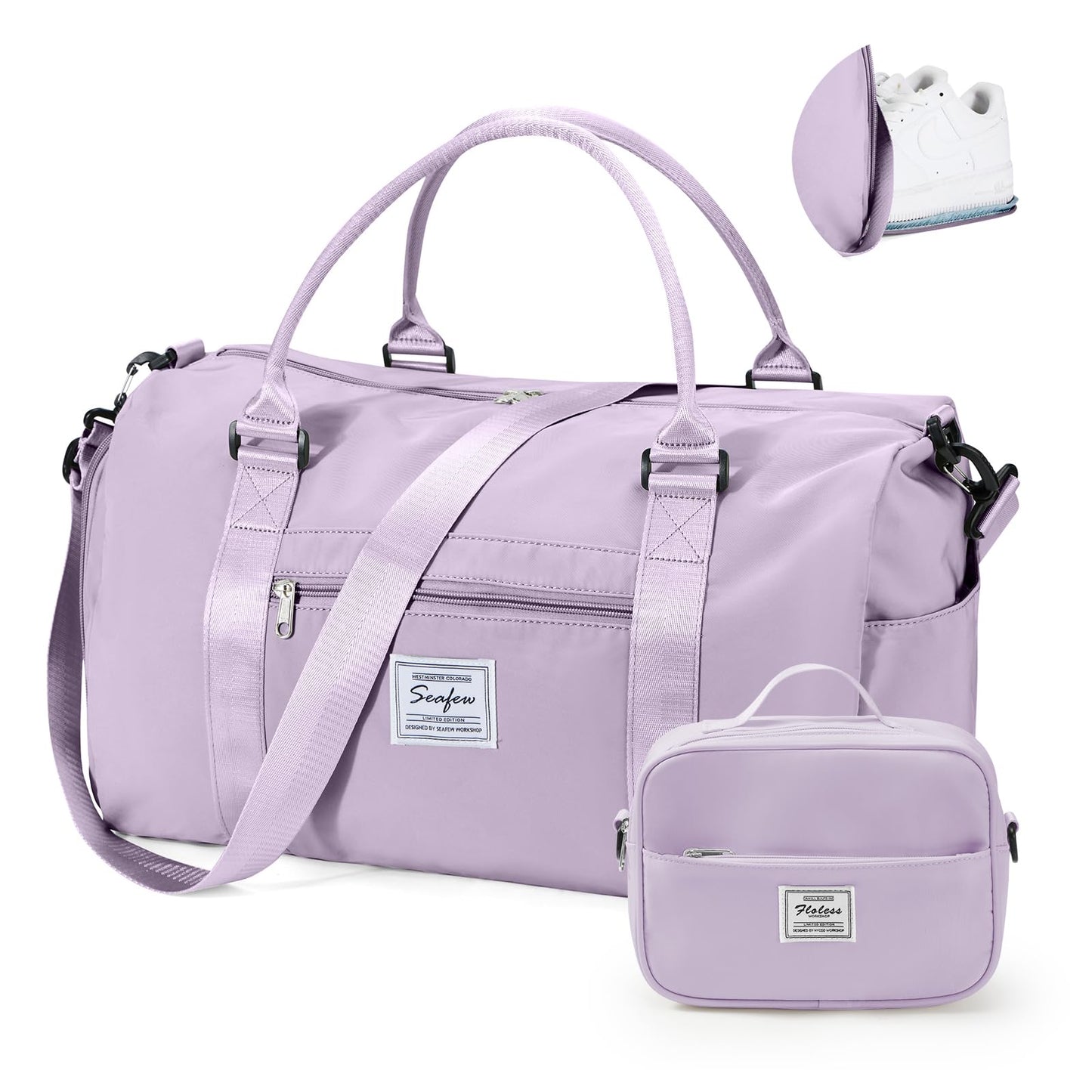 Gym Bags for Women Men with Shoes Compartment,Sports Duffle Bags Personal item travel Duffel Tote Bag Small Carry on Weekender Overnight Bag Workout Dance Bags Hospital Holdalls Grey Green