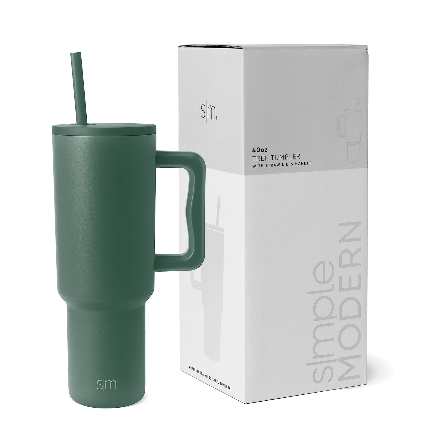 Simple Modern 40 oz Trek Tumbler with Handle and Straw Lid | Cup Holder Friendly Insulated Stainless Steel Travel Mug | Blue Dune