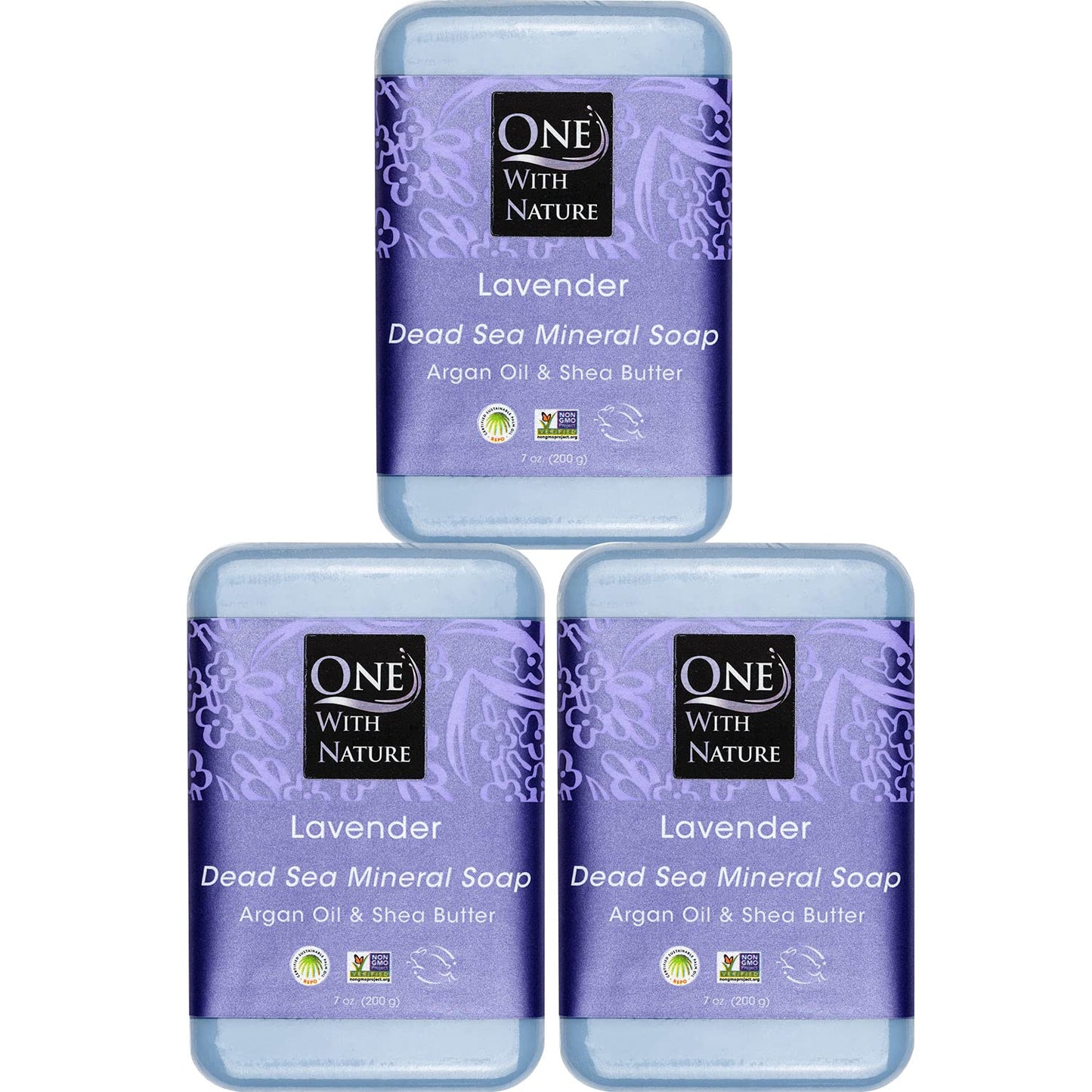 One With Nature Activated Charcoal Soap 4oz 6-Pack Gift Box – Detoxifying and Exfoliating Charcoal Soap Bar with Dead Sea Salt for Face & Body, for Men & Women