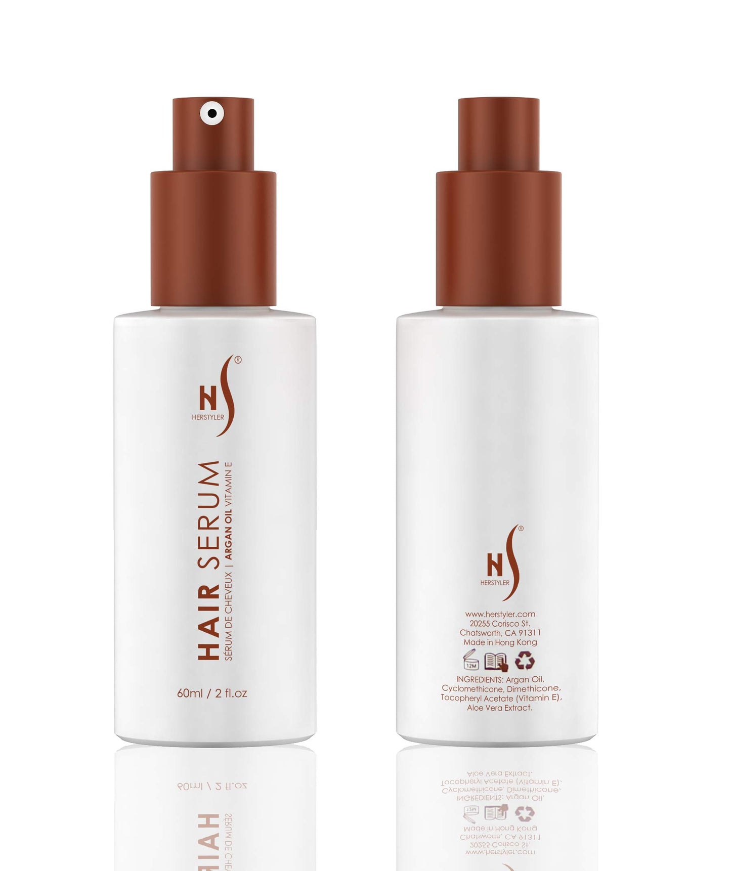 HerStyler Hair Repair Serum - Argan Oil Hair Serum for Frizzy and Damaged Hair - For Frizz, Styling and Shine - 2 Fl Oz - Pack of 1