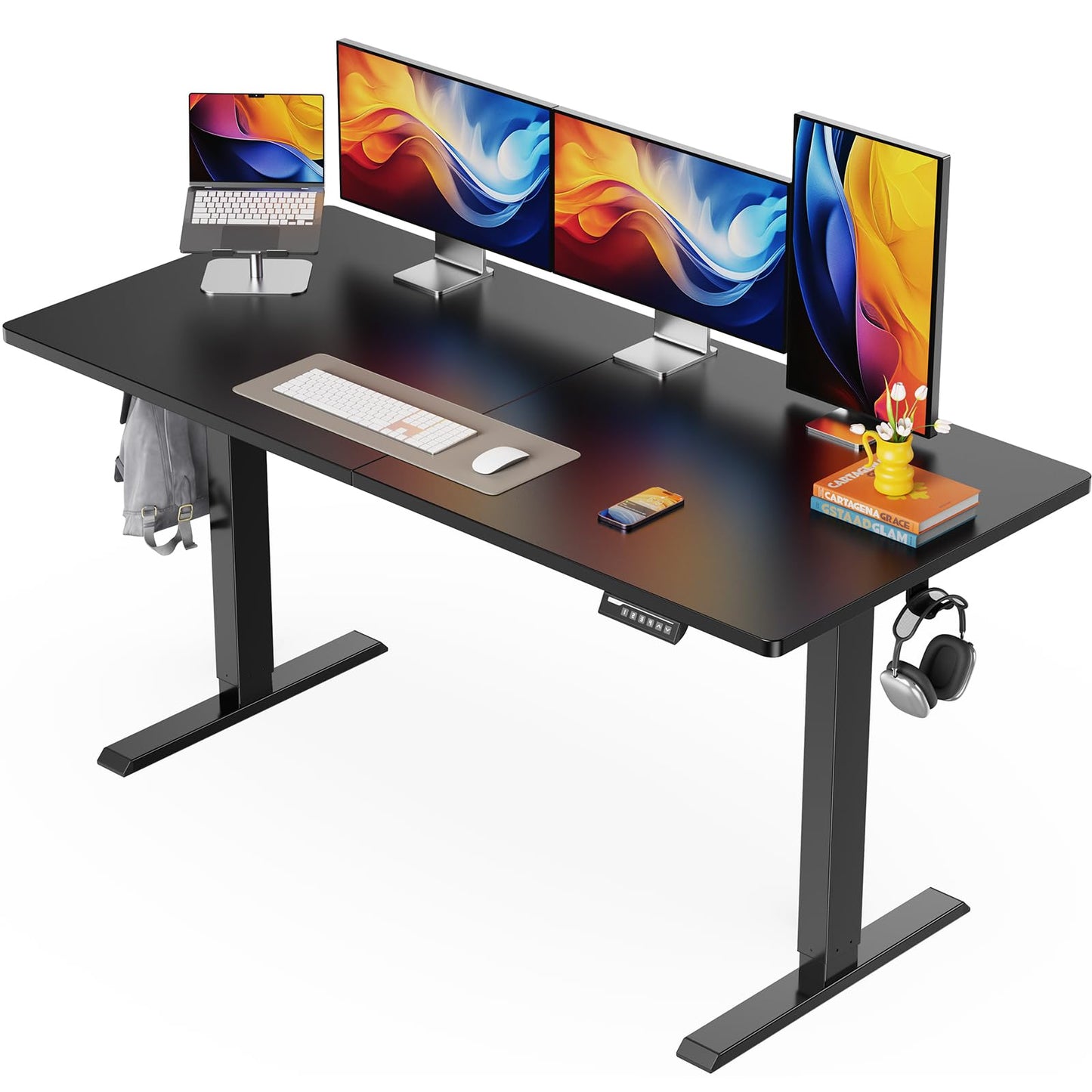 ErGear Electric Standing Desk, 48 x 24 inch Height Adjustable Sit Stand Up Desk, Computer Home Office Desk with 4 Memory Height Buttons, Two Pieces Desktop, Vintage Brown, EGESD110V