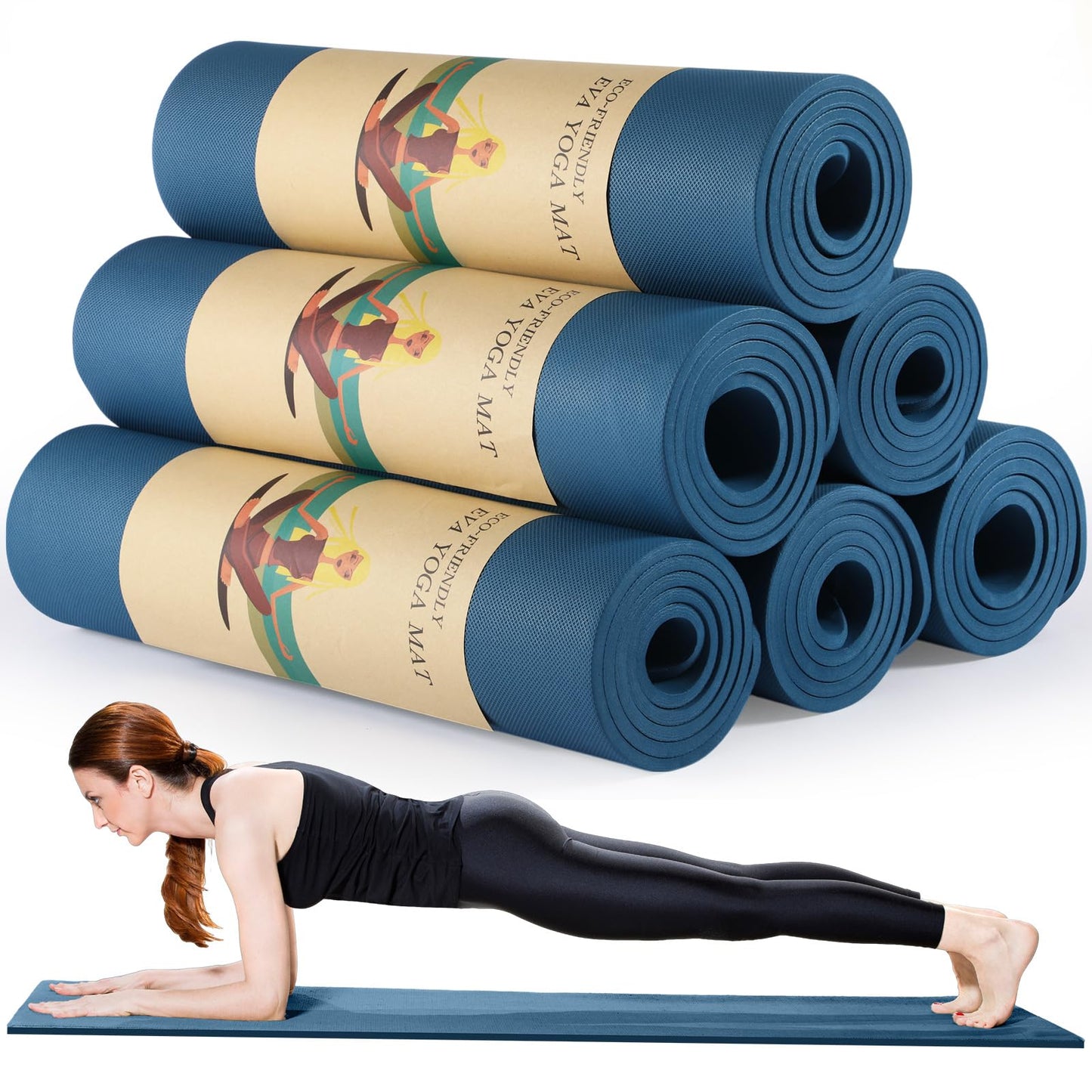 Timgle 6 Pcs 10mm Thick Yoga Mat, 68 x 24 Inches, Anti-Slip Tear-Resistant Exercise Mat for Adult Fitness, Stretching, Home Workout and Studio