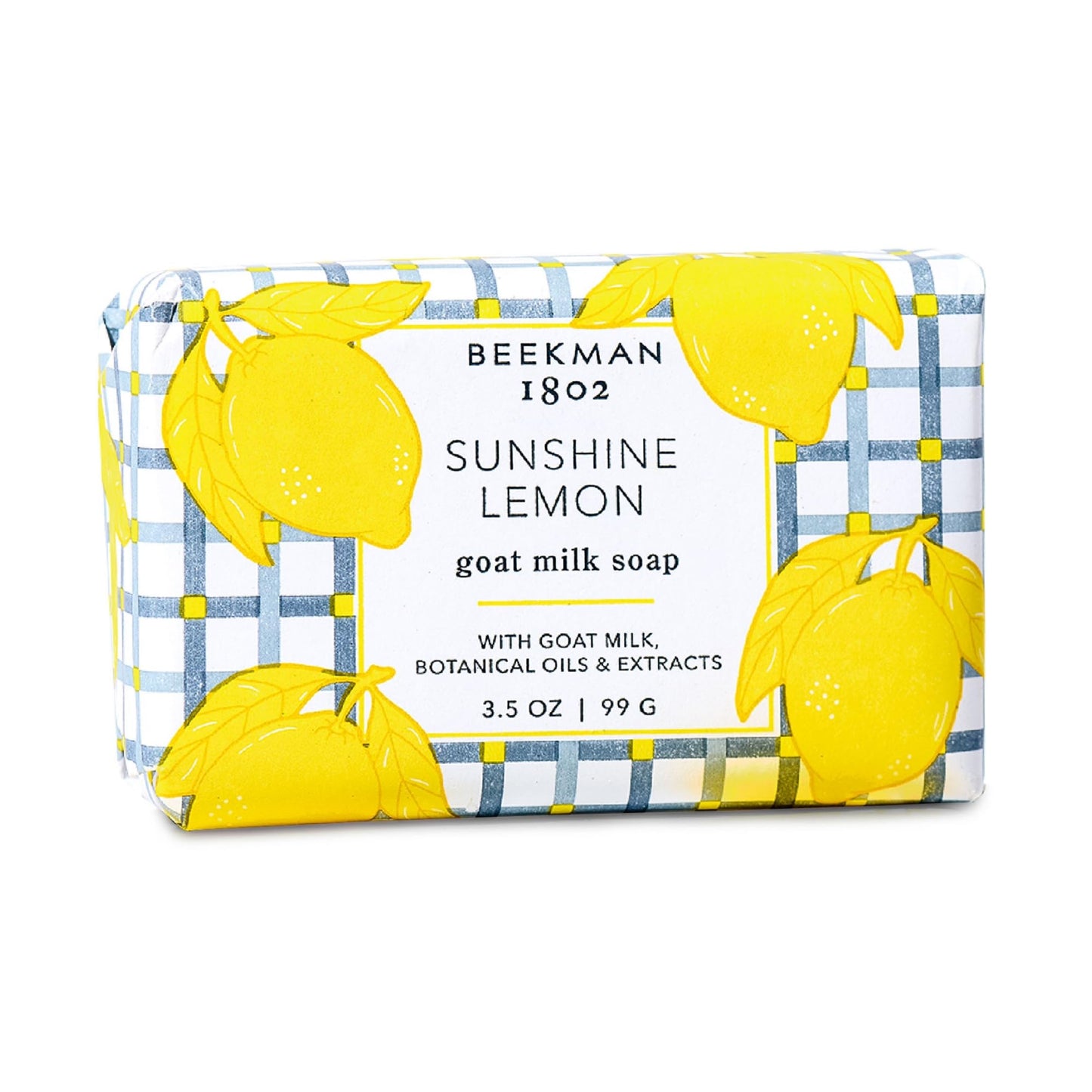 Beekman 1802 Goat Milk Body Soap Bar 3-Piece Set, Sunshine Lemon - Scented - 3.5 oz - Nourishes, Moisturizes & Hydrates - 100% Vegetable Soap with Lactic Acid - Good for Sensitive Skin - Cruelty Free