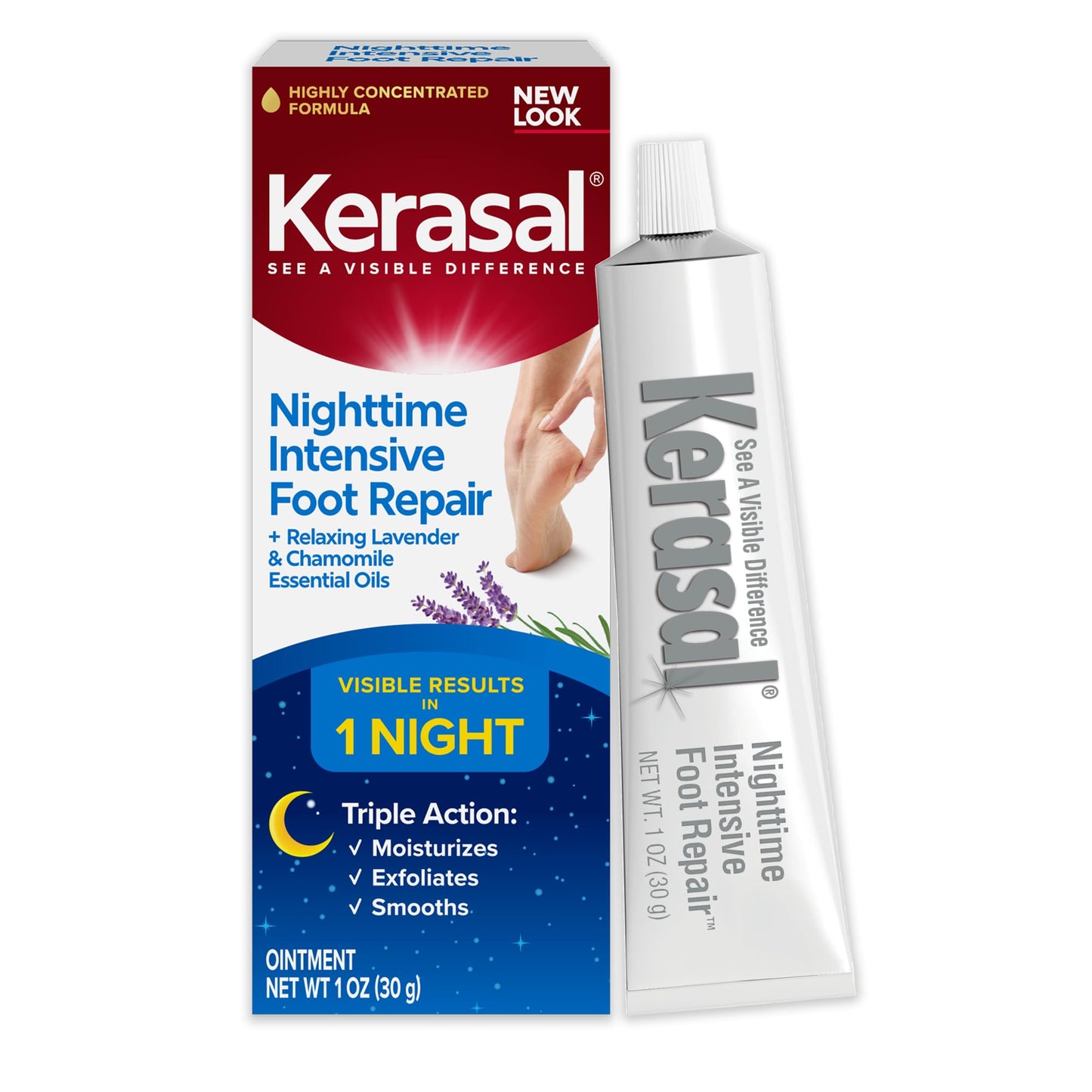 Kerasal Intensive Foot Repair Skin Healing Ointment, 1 Oz and Moisturizing Gel Socks, One Pair (Packaging May Vary)