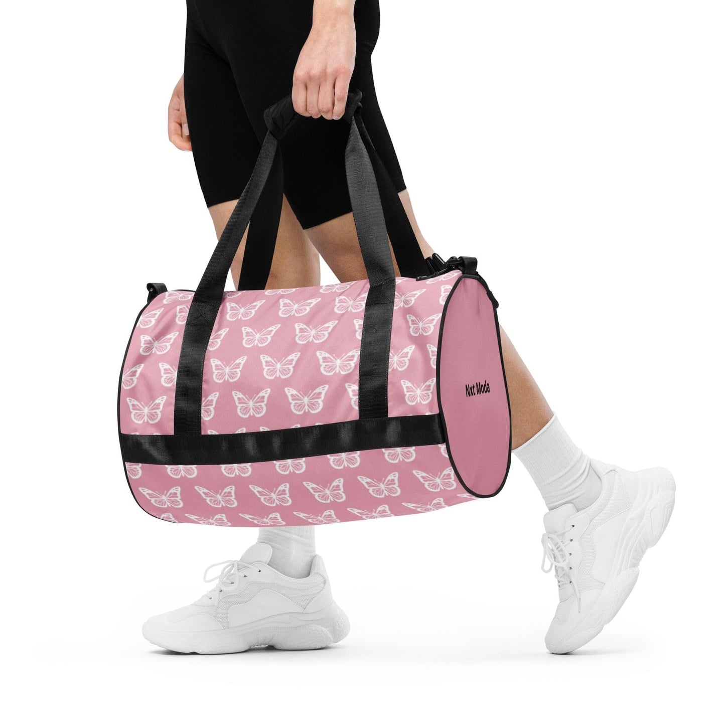 Nxt Moda Butterfly Crossbody Duffle Overnight Travel Carry On Gym Bag Women Sports Fitness Inside & Outside Pocket Cute Fashion Animal Print Shoulder Pads Water Proof Machine Washable (Zinn)