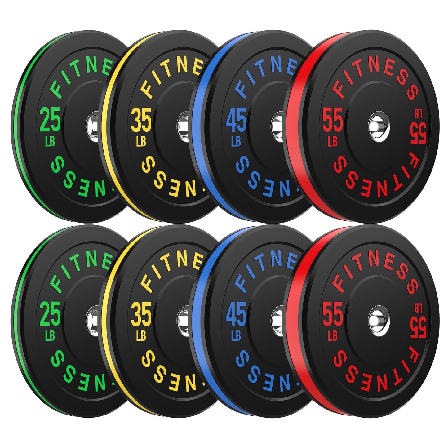 Bumper Plates 2 - Inch Olympic Weight Plate Set for Barbell, 10-55 lb Rubber Weights Sets for Home Gym, Strength Training Plate, Weight Lifting, Black