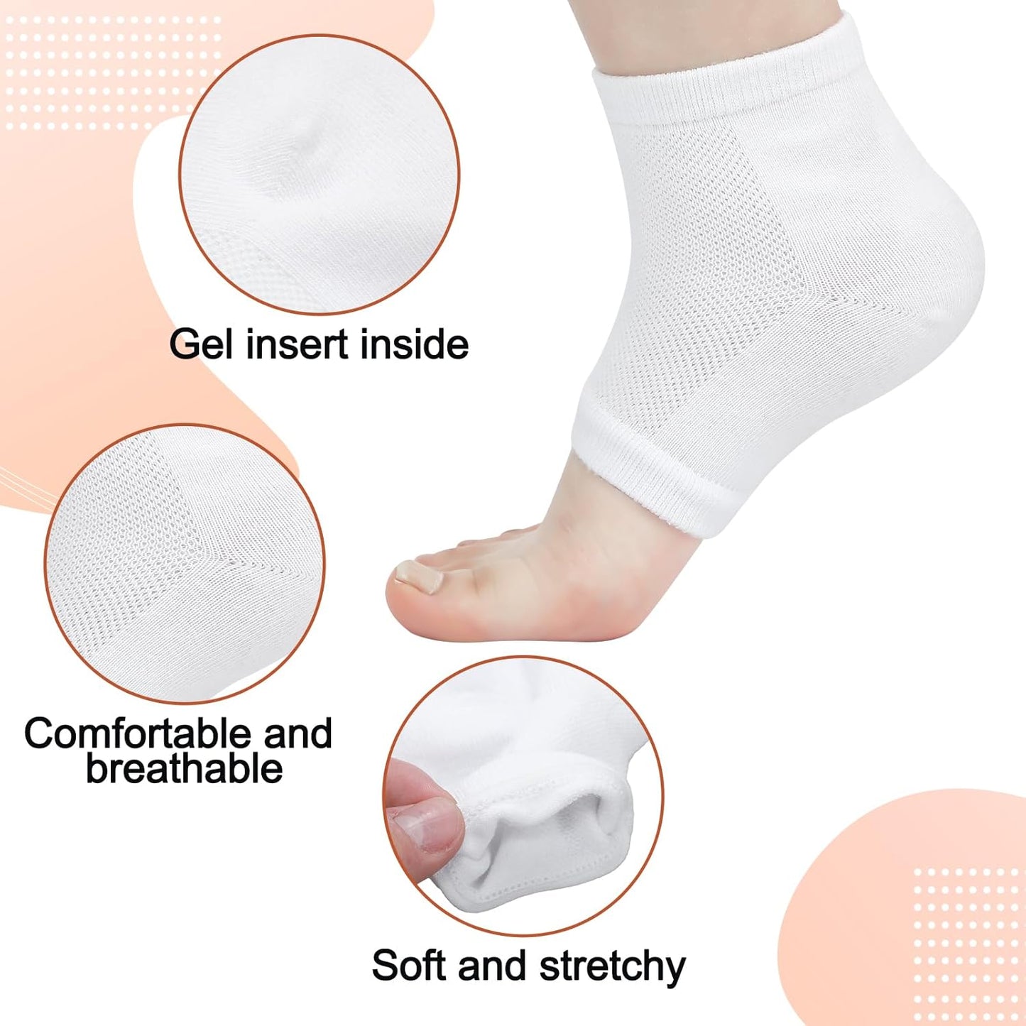 6 Pairs Moisturizing Heel Socks for Men Women Eczema Hydrating Sock Cracked Heel Treatment Feet Therapy Repair Wet Wrap Toeless Gel Socks for Adult Dry Cracked Foot Care Overnight