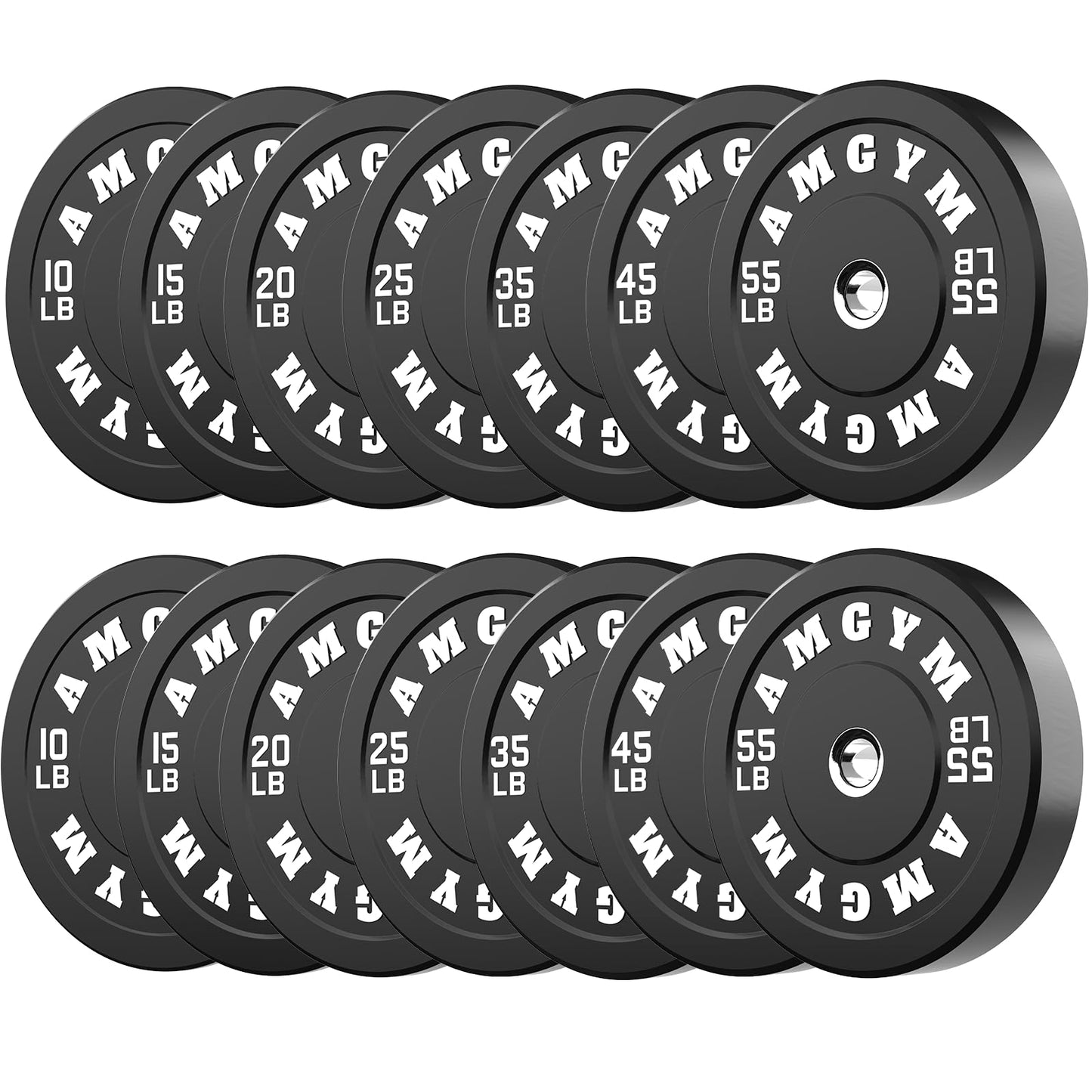 2 Inch Bumper Plates,10-500lbs,Barbell Rubber Olympic Weight Plates Set for Home Gym, Strength Training & Weight Lifting, Multiple Options Colors