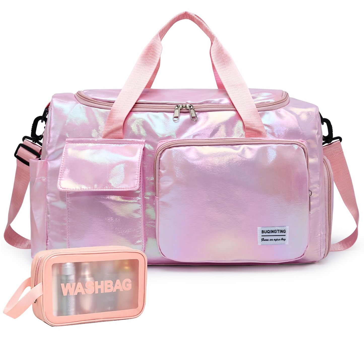 Small Gym Bag for Women, Travel Duffle Bag Carry On Weekender Bag with Shoe Compartment