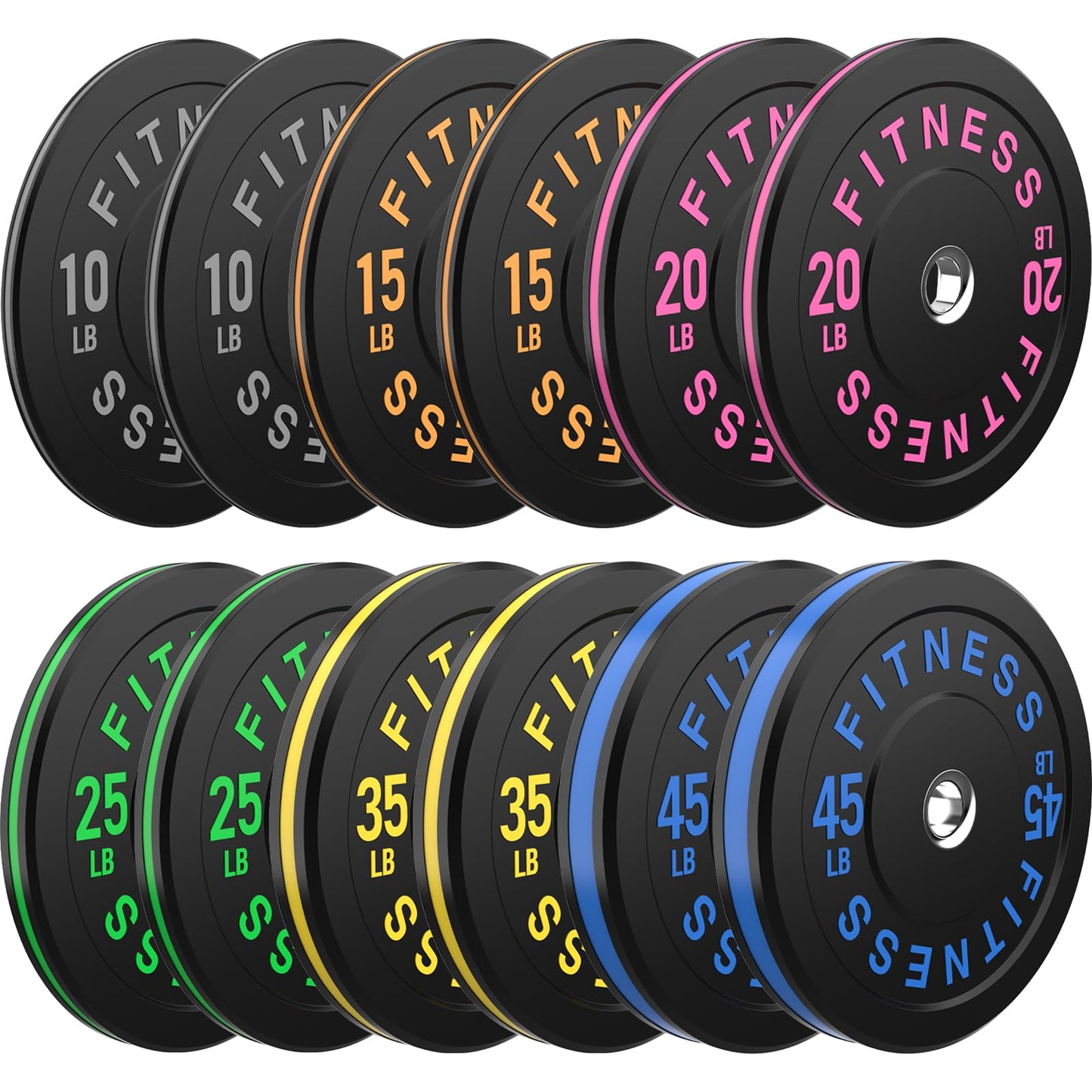 2 Inch Bumper Plates,10-500lbs,Barbell Rubber Olympic Weight Plates Set for Home Gym, Strength Training & Weight Lifting, Multiple Options Colors