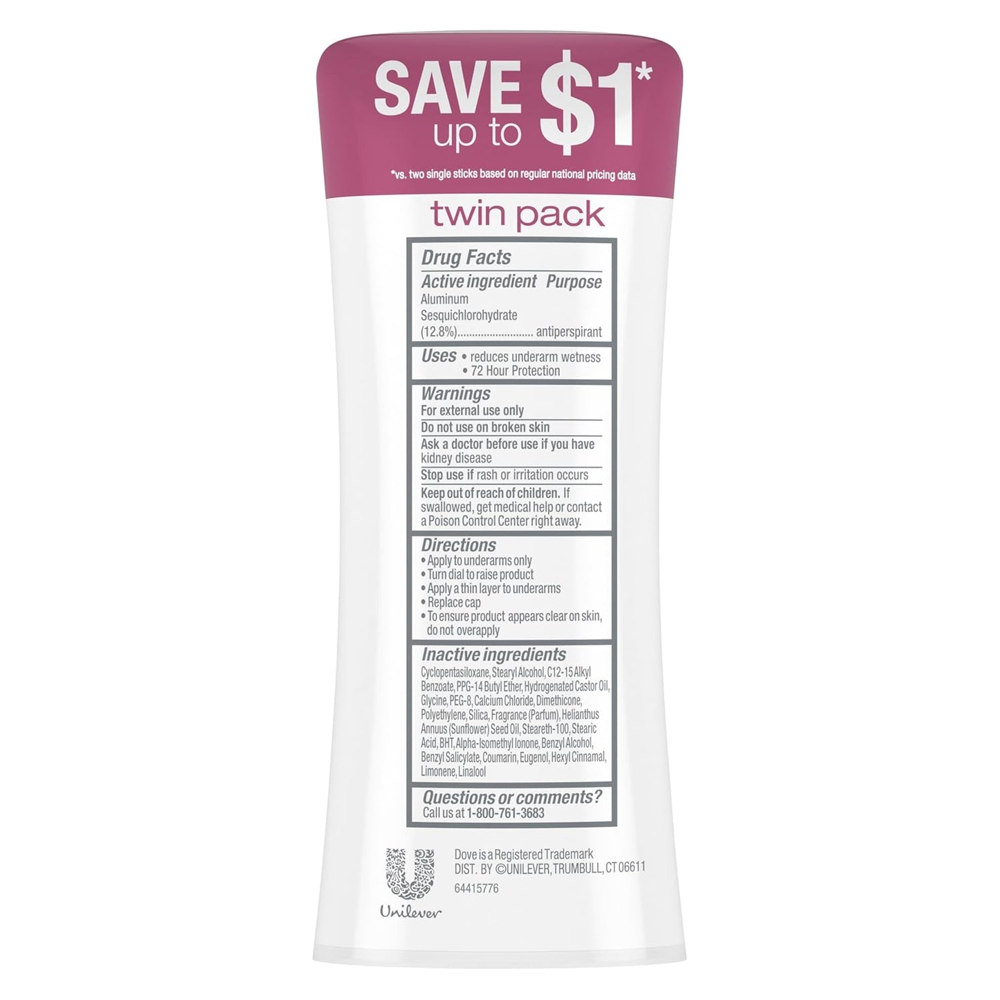 Dove Advanced Care Antiperspirant Caring Coconut, 2 Count Deodorant Stick for Women, for 48 Hour Protection And Soft And Comfortable Underarms, 2.6 oz