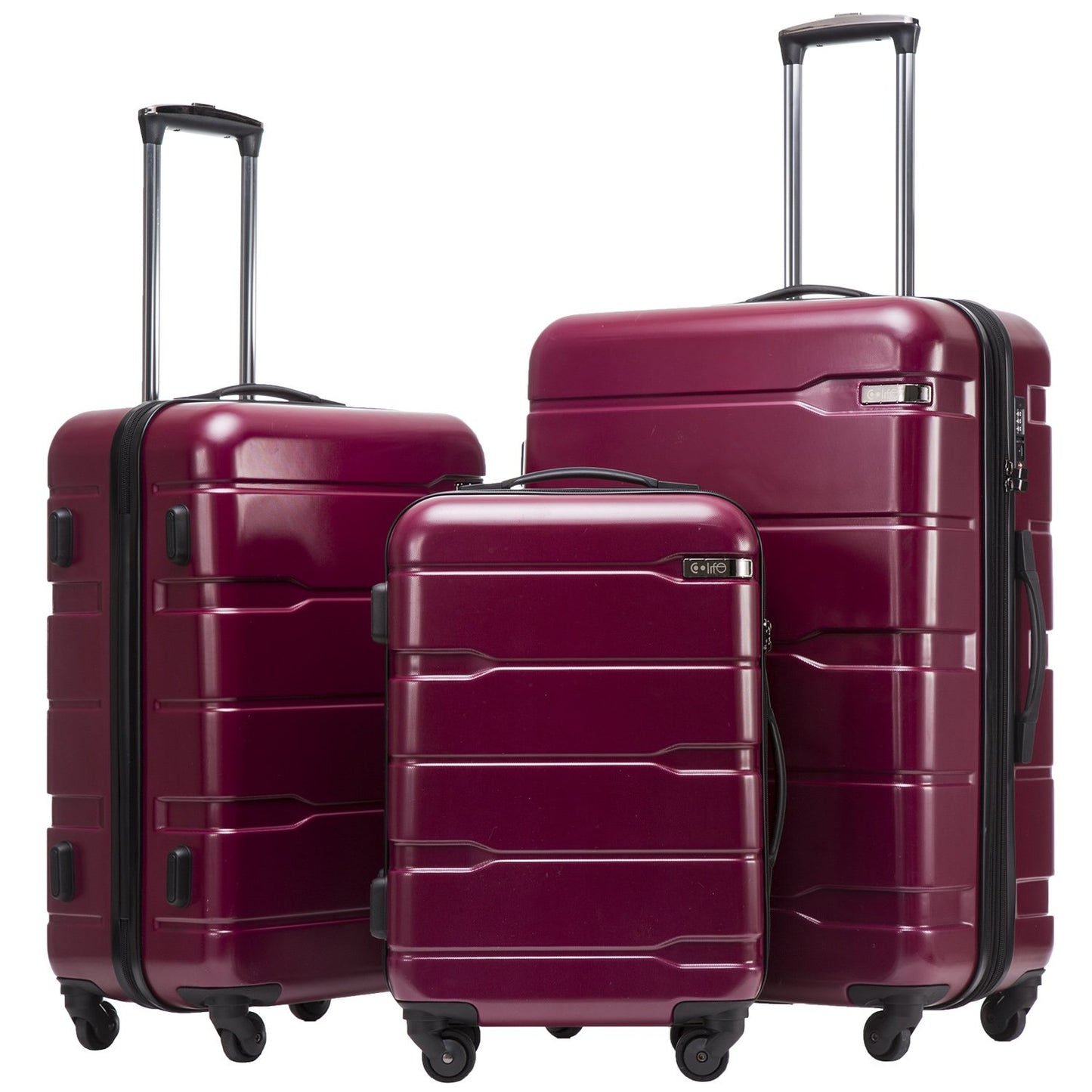 Coolife Luggage Expandable 3 Piece Sets PC+ABS Spinner Suitcase 20 inch 24 inch 28 inch (white, 3 piece set)