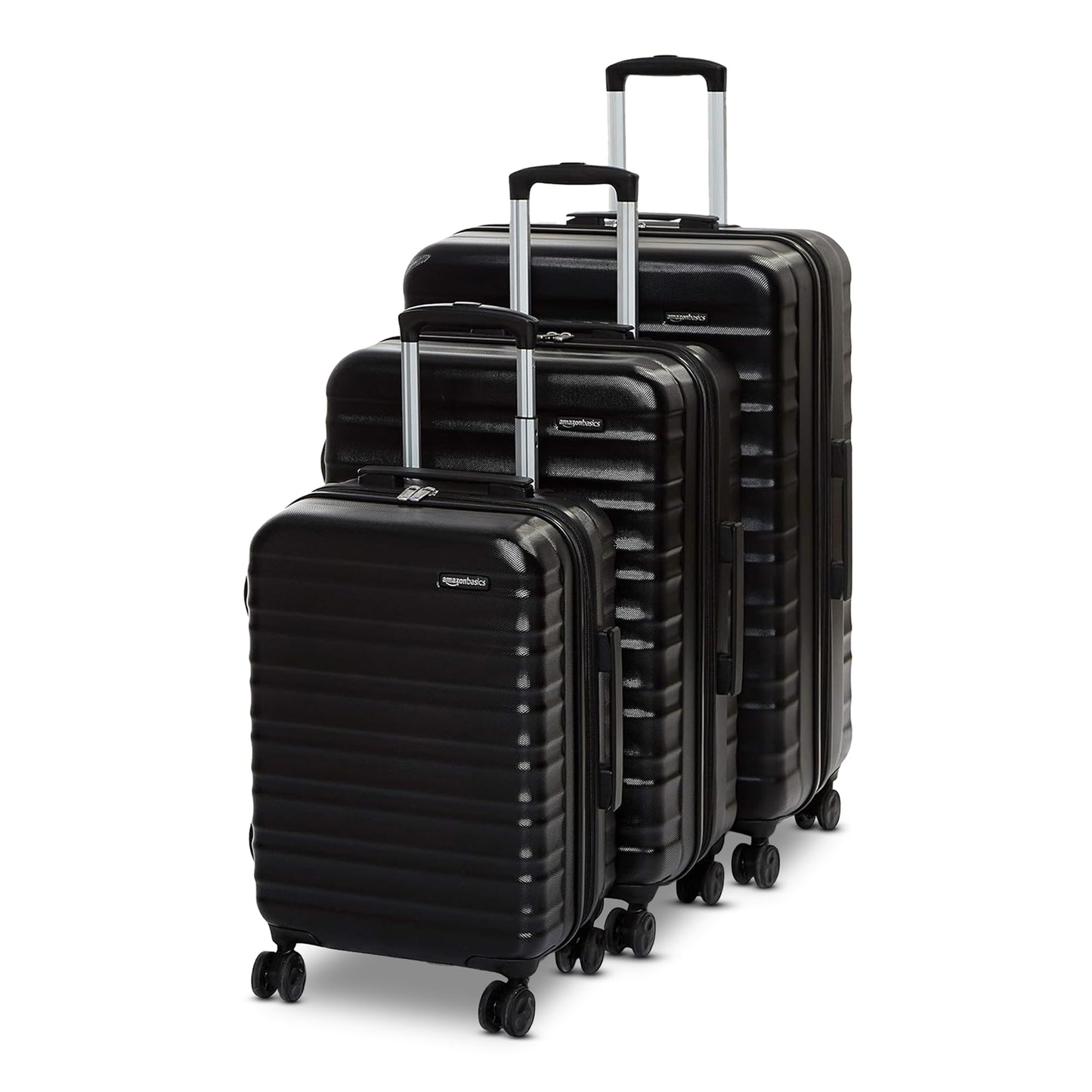 Amazon Basics 3-Piece Set (21", 26", 30"), Hardshell Suitcases With Wheels, Expandable For Up to 25% More Space, With Scratch-Resistant Surface, Four Multi-directional Wheels, Navy Blue